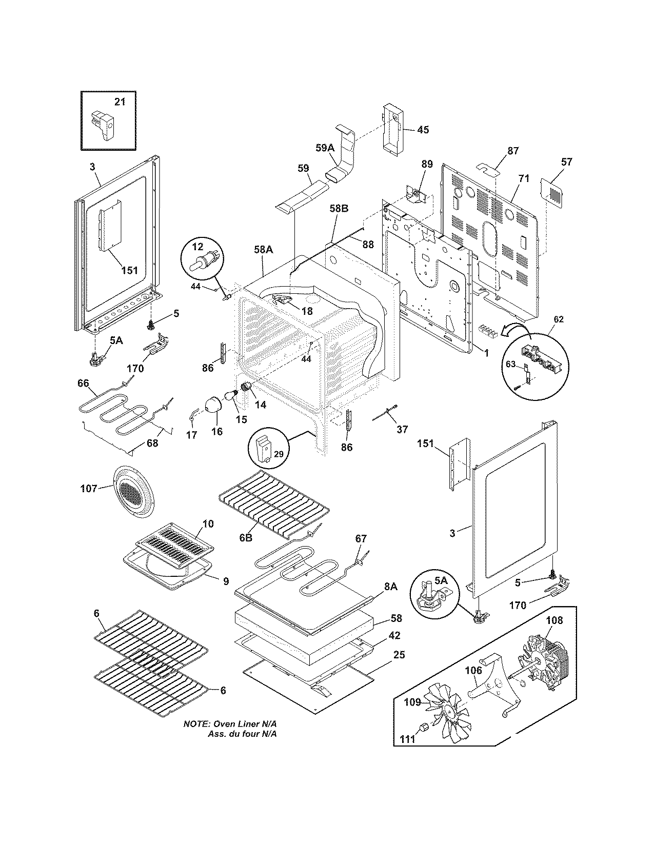 Frigidaire FEFL79HCB body diagram