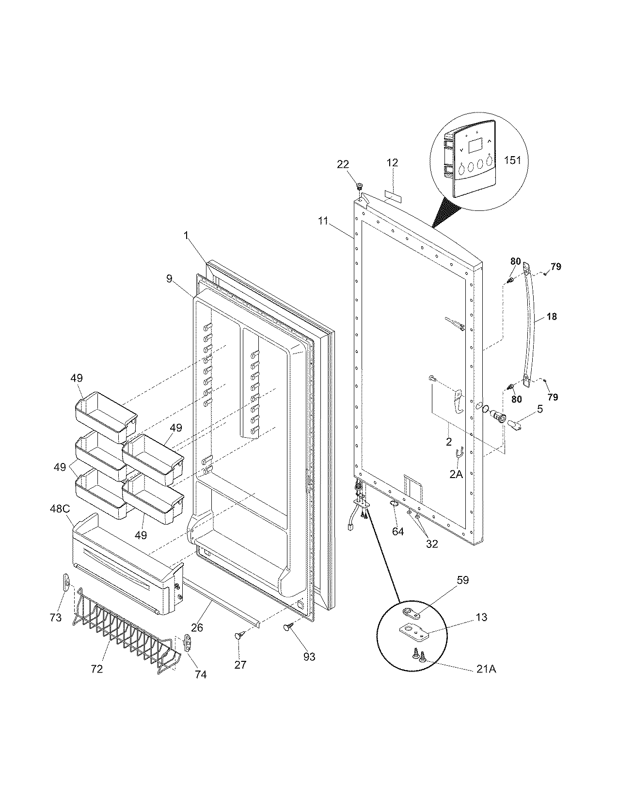 Kenmore Elite 25328092800 door diagram