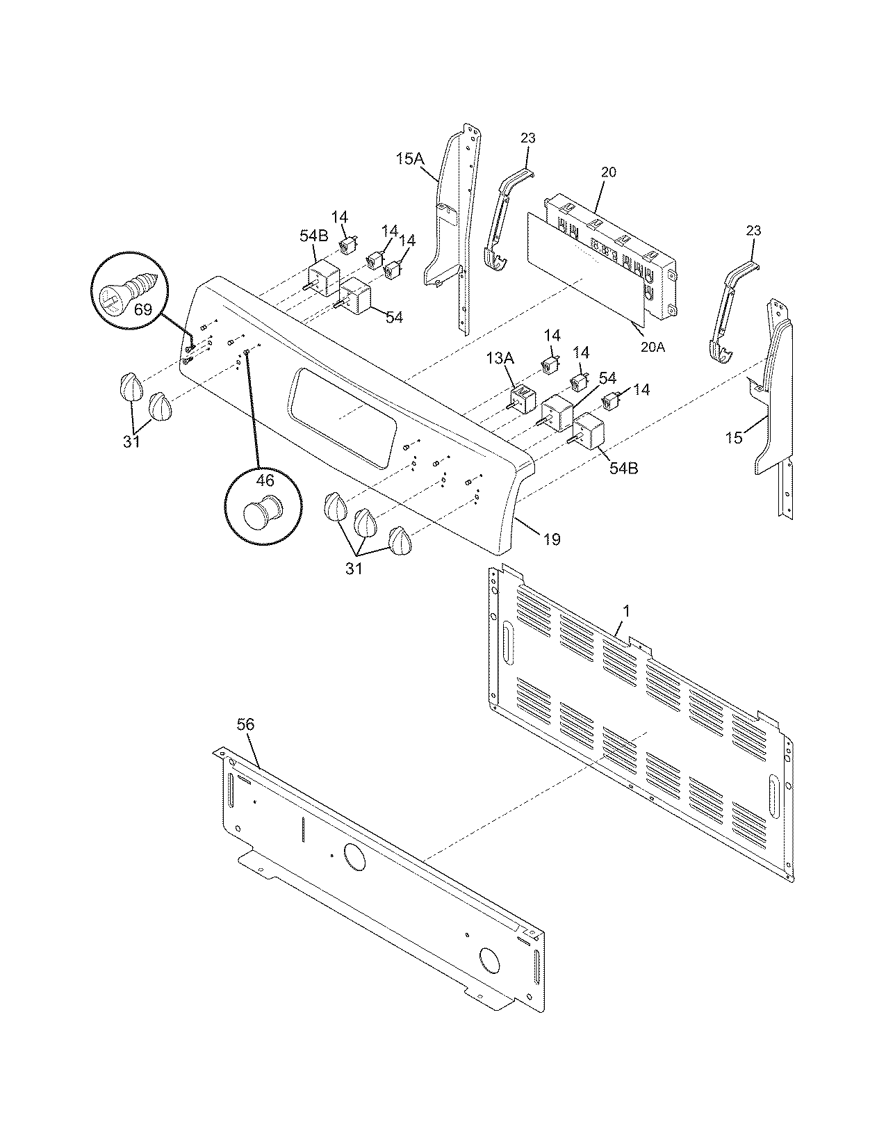 Frigidaire FEFL79JBA backguard diagram
