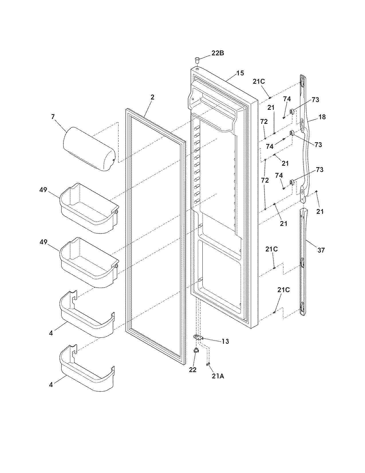 Frigidaire FRS6LF7JB1 refrigerator door diagram