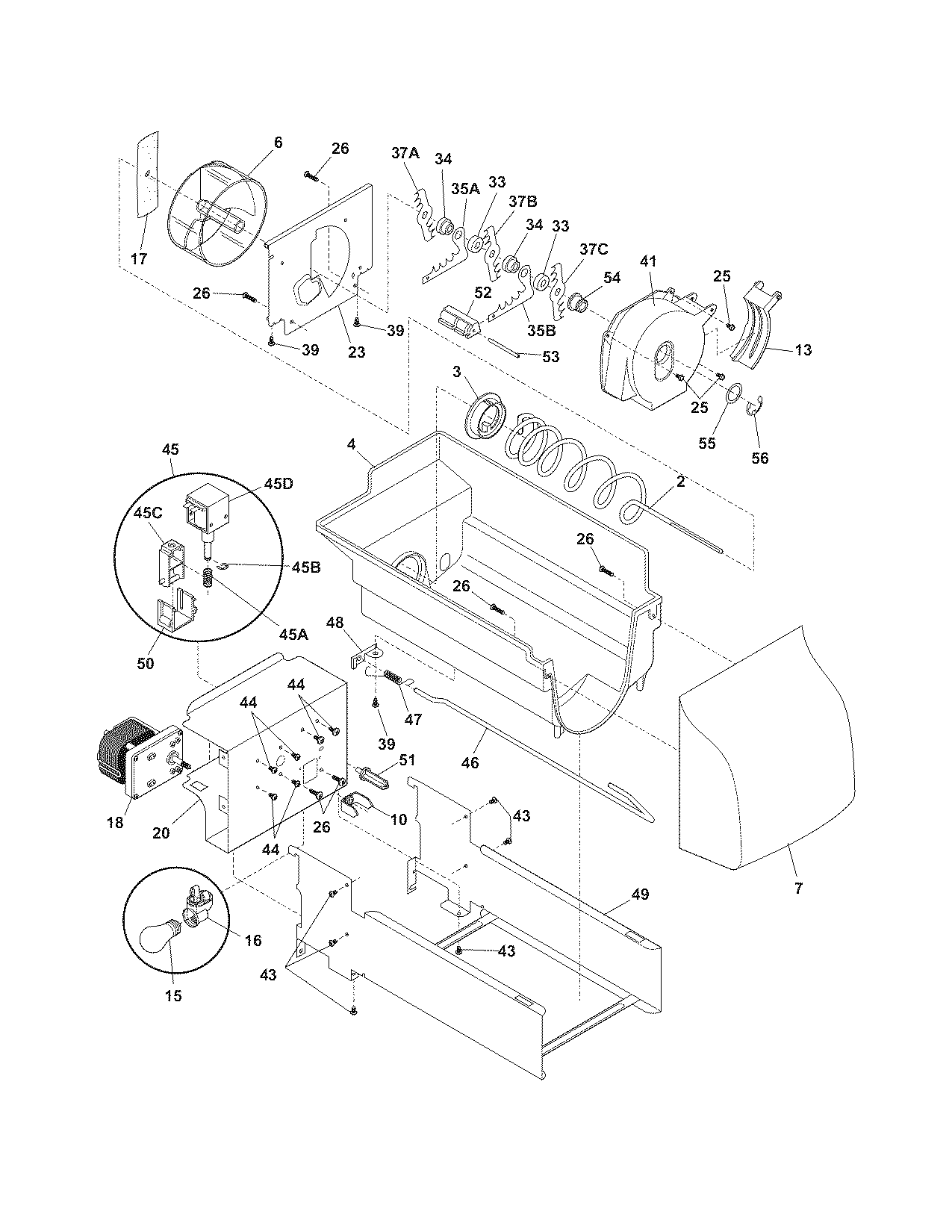 Frigidaire FRS6LF7JB1 ice container diagram