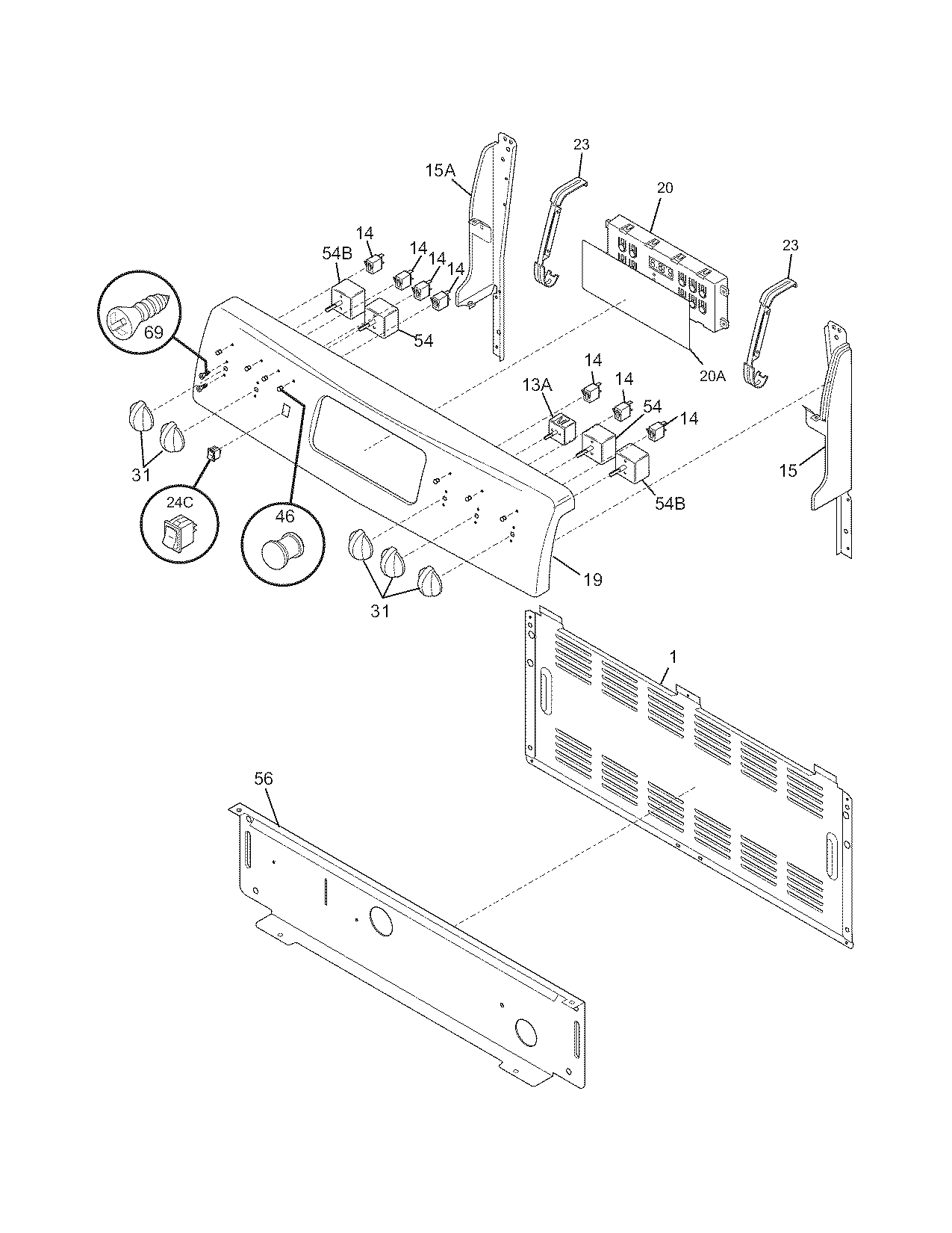 Frigidaire GLEFZ384GCB backguard diagram