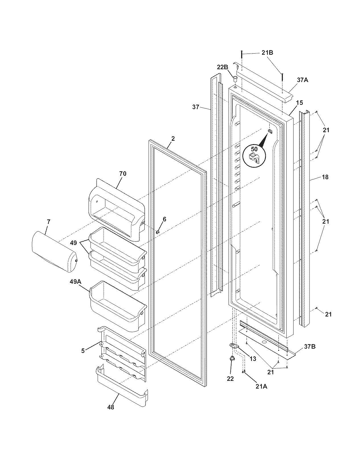 Frigidaire GHSC39ETJB1 refrigerator door diagram