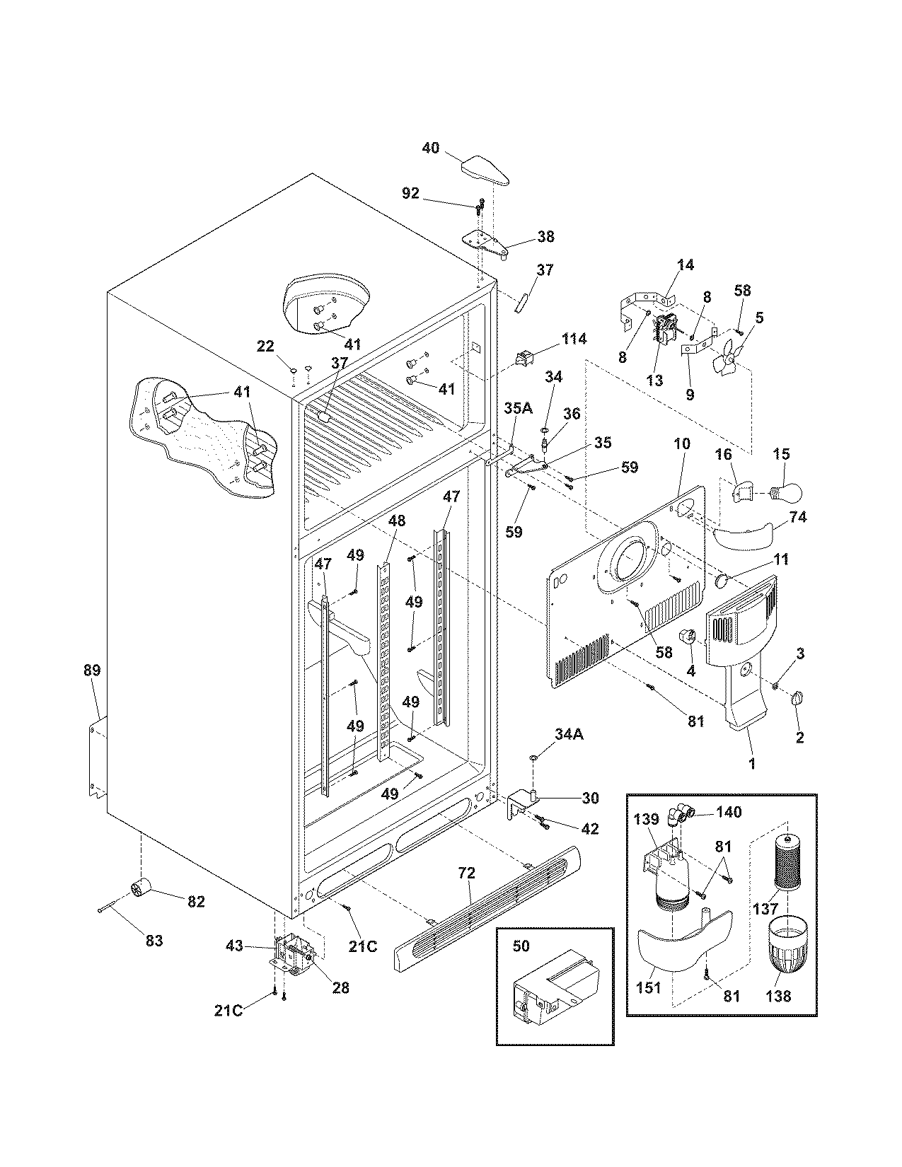 Kenmore Elite 25374927702 cabinet diagram