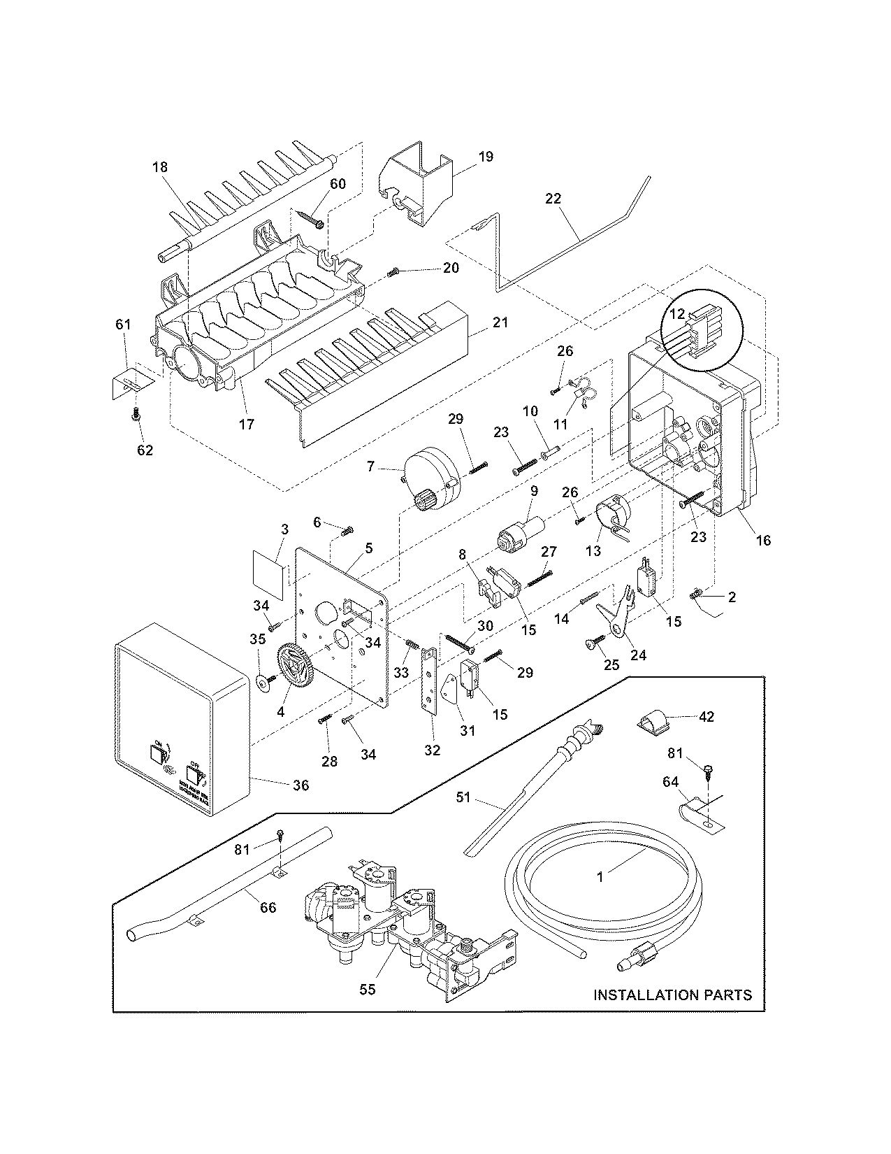 Kenmore Elite 25374927702 ice maker diagram
