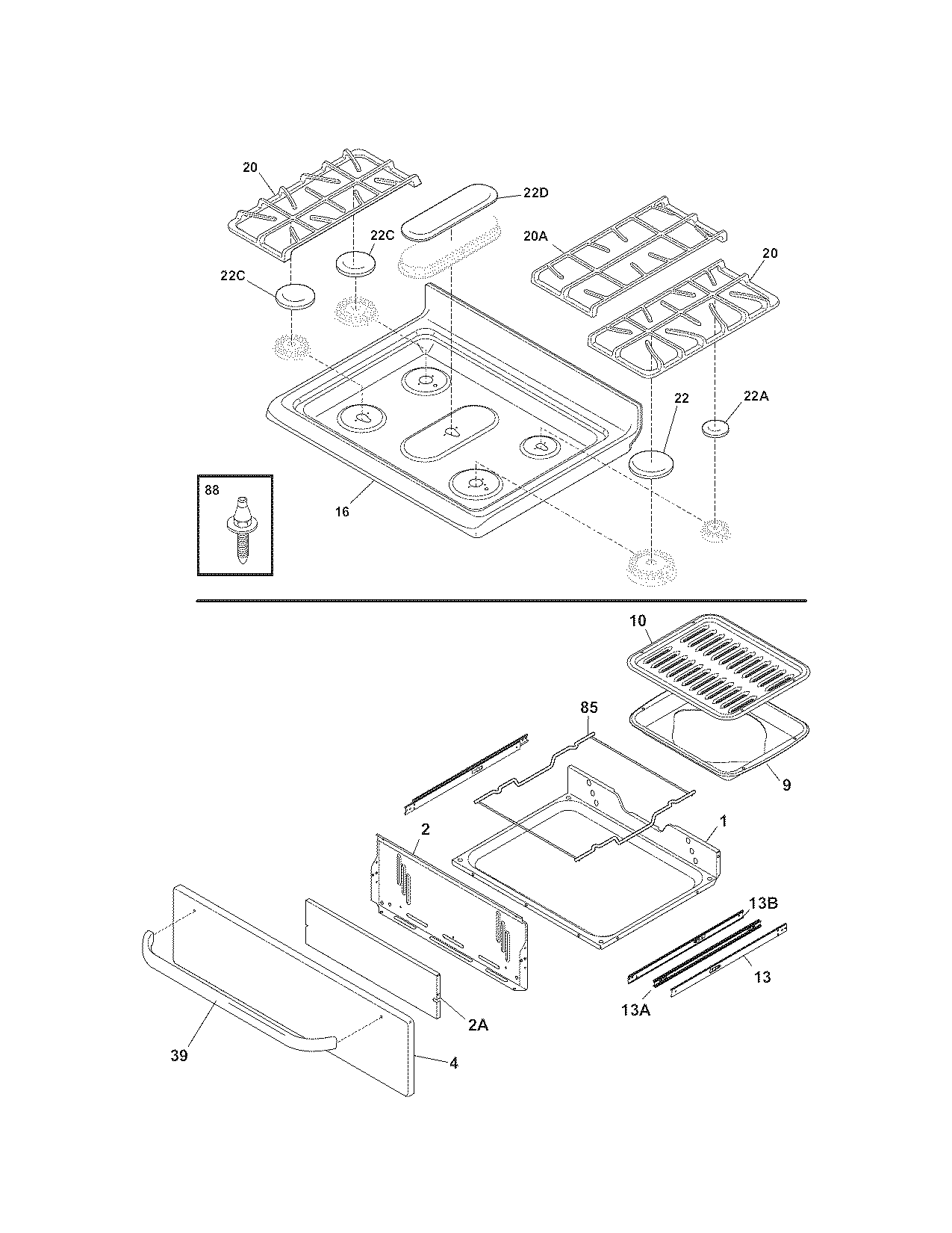 Kenmore 79071313702 top/drawer diagram
