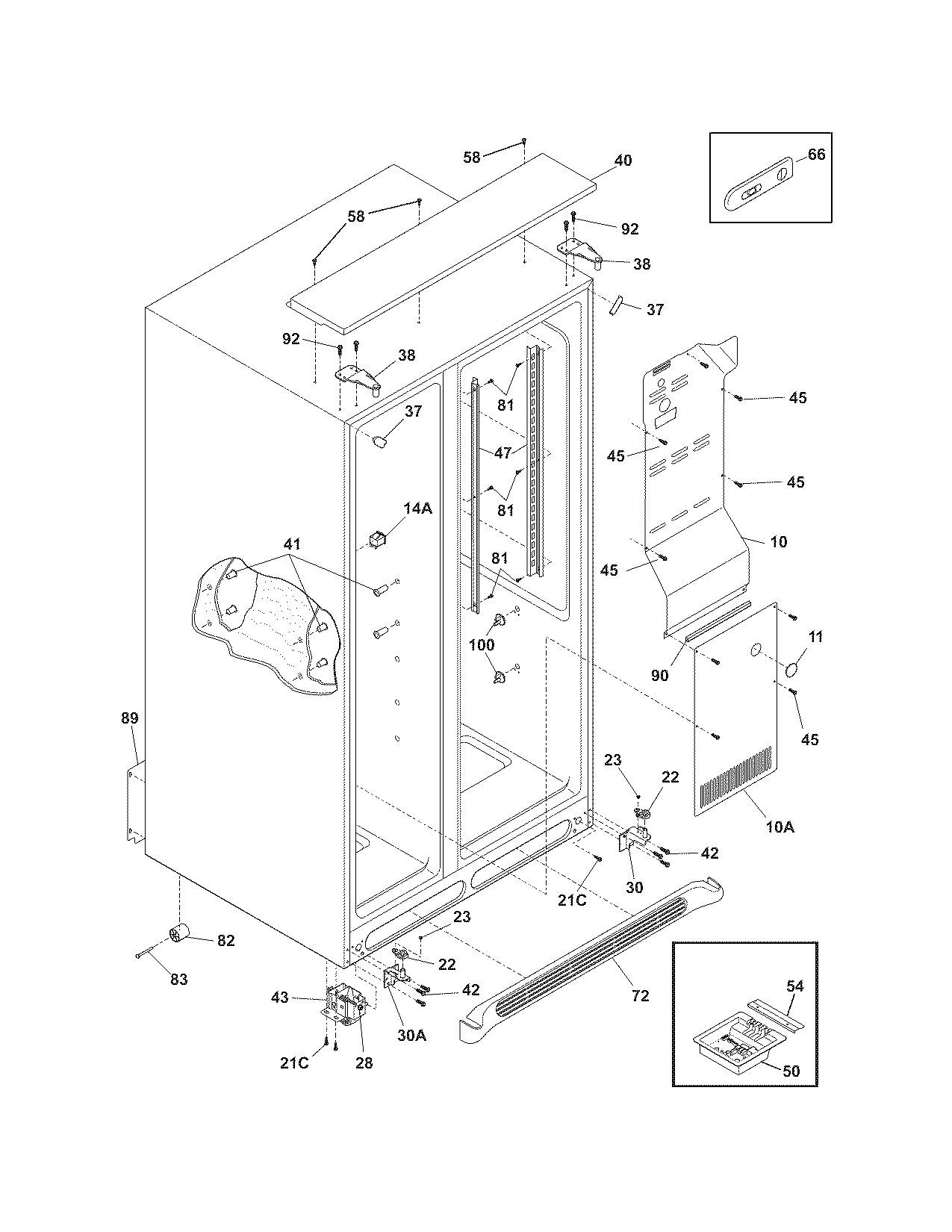 Frigidaire FSC23F7HB8 cabinet diagram
