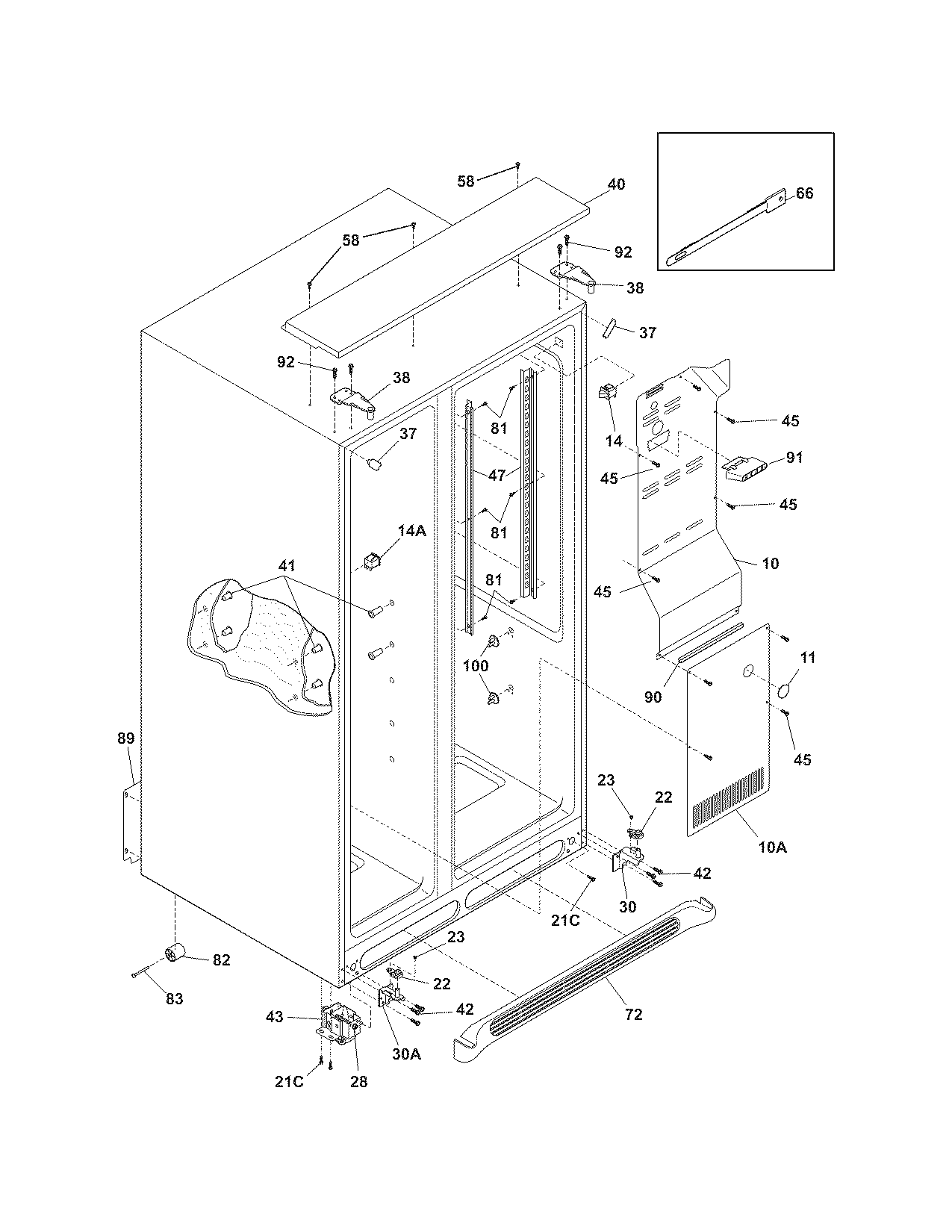 Frigidaire GLHS68EJB1 cabinet diagram