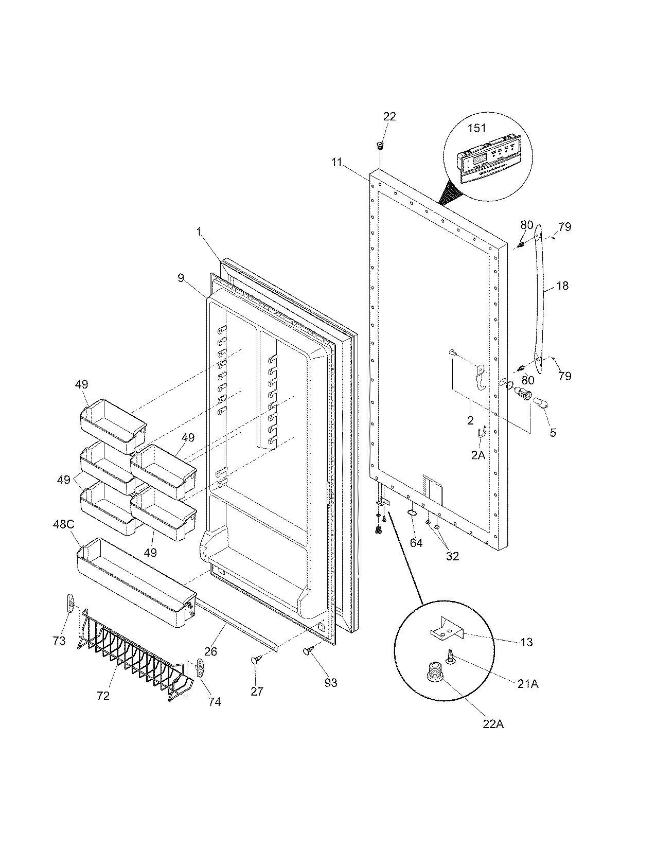 Frigidaire LFFH21F7HWA door diagram