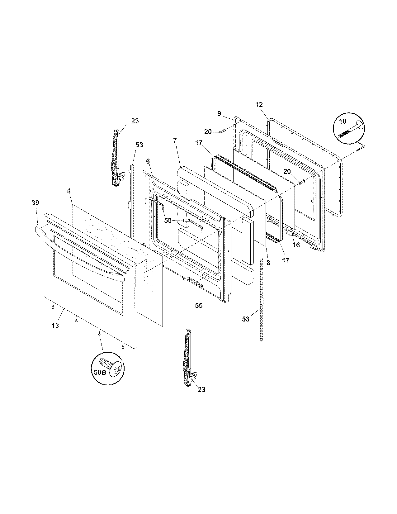 Frigidaire FGFL67DCM door diagram