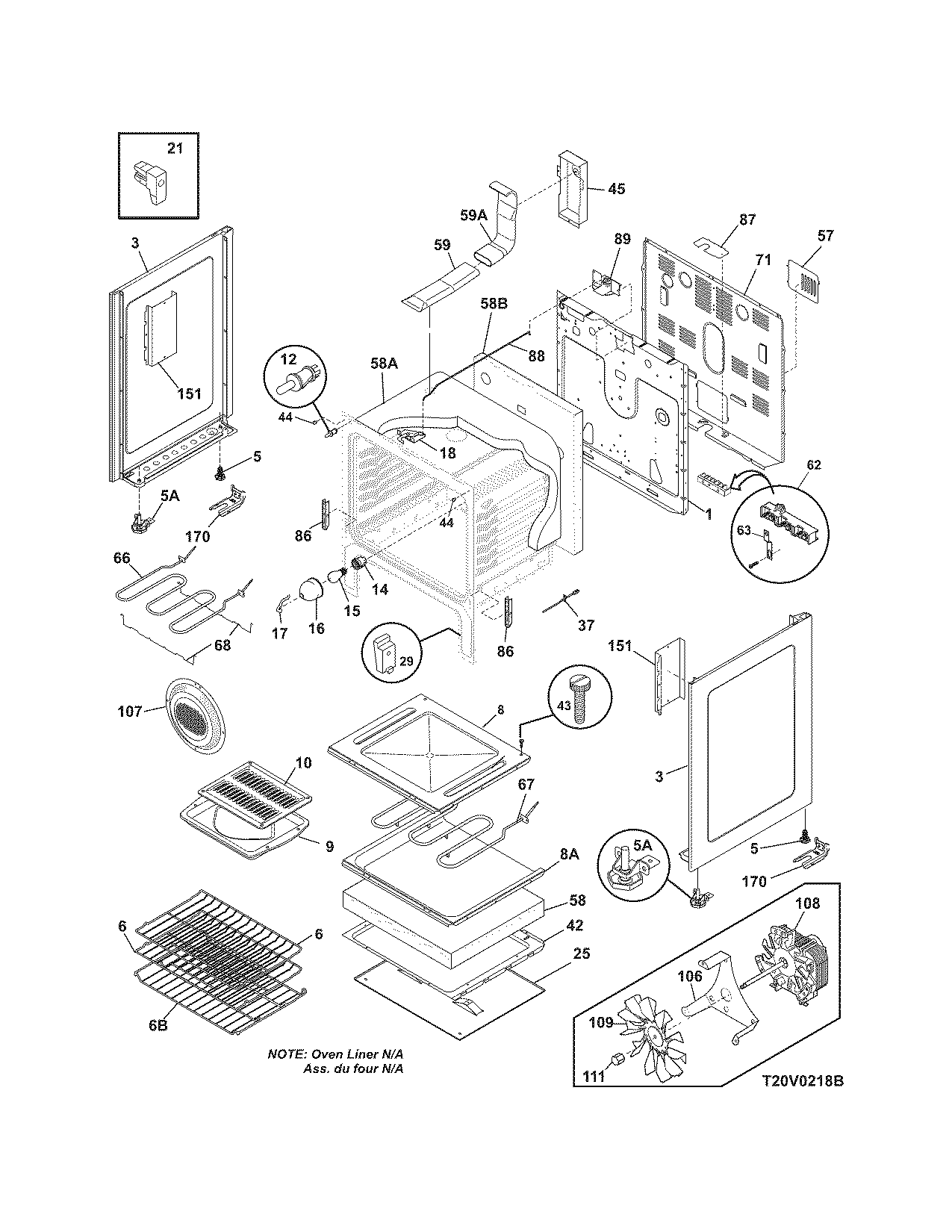 Frigidaire FEFL79JCB body diagram