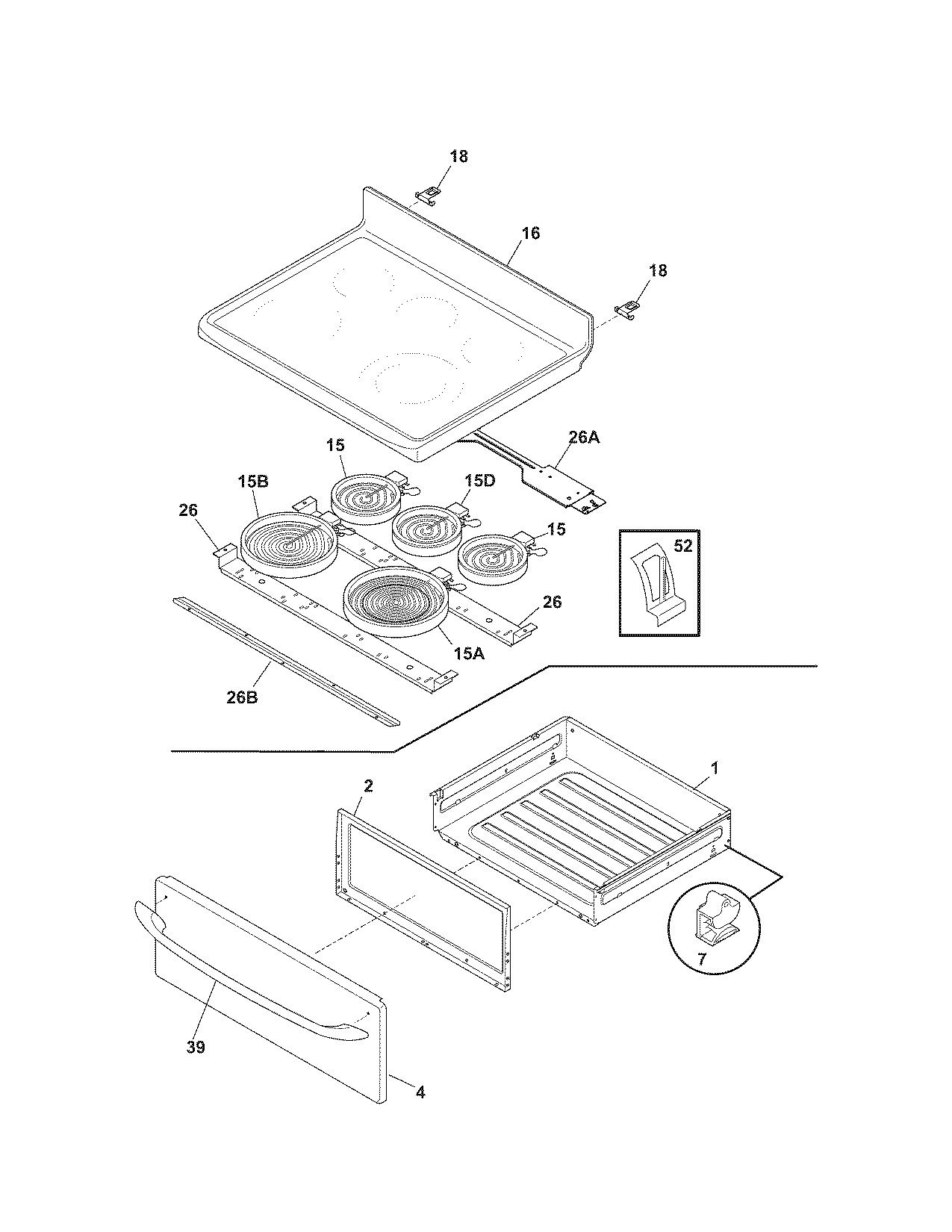 Kenmore 79094383701 top/drawer diagram