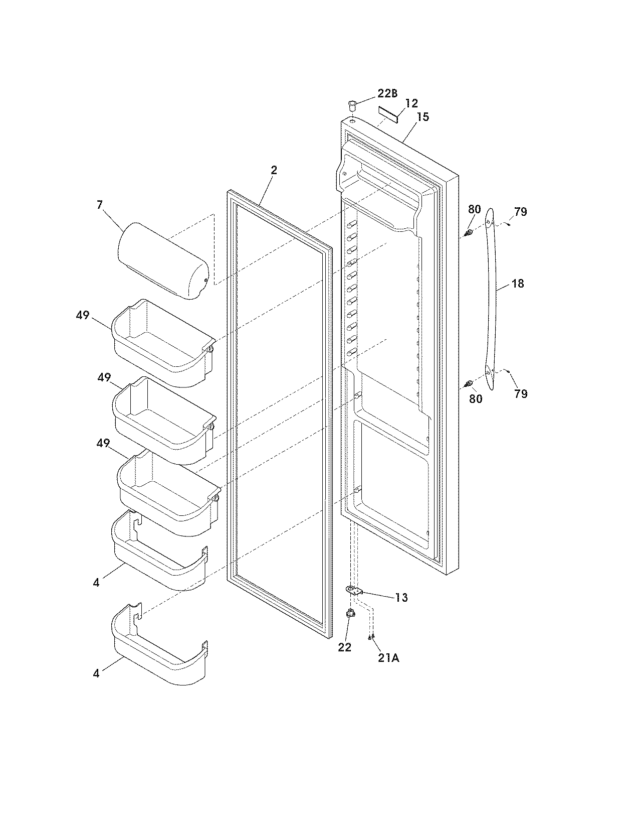 Frigidaire GLHS69EJPB1 refrigerator door diagram