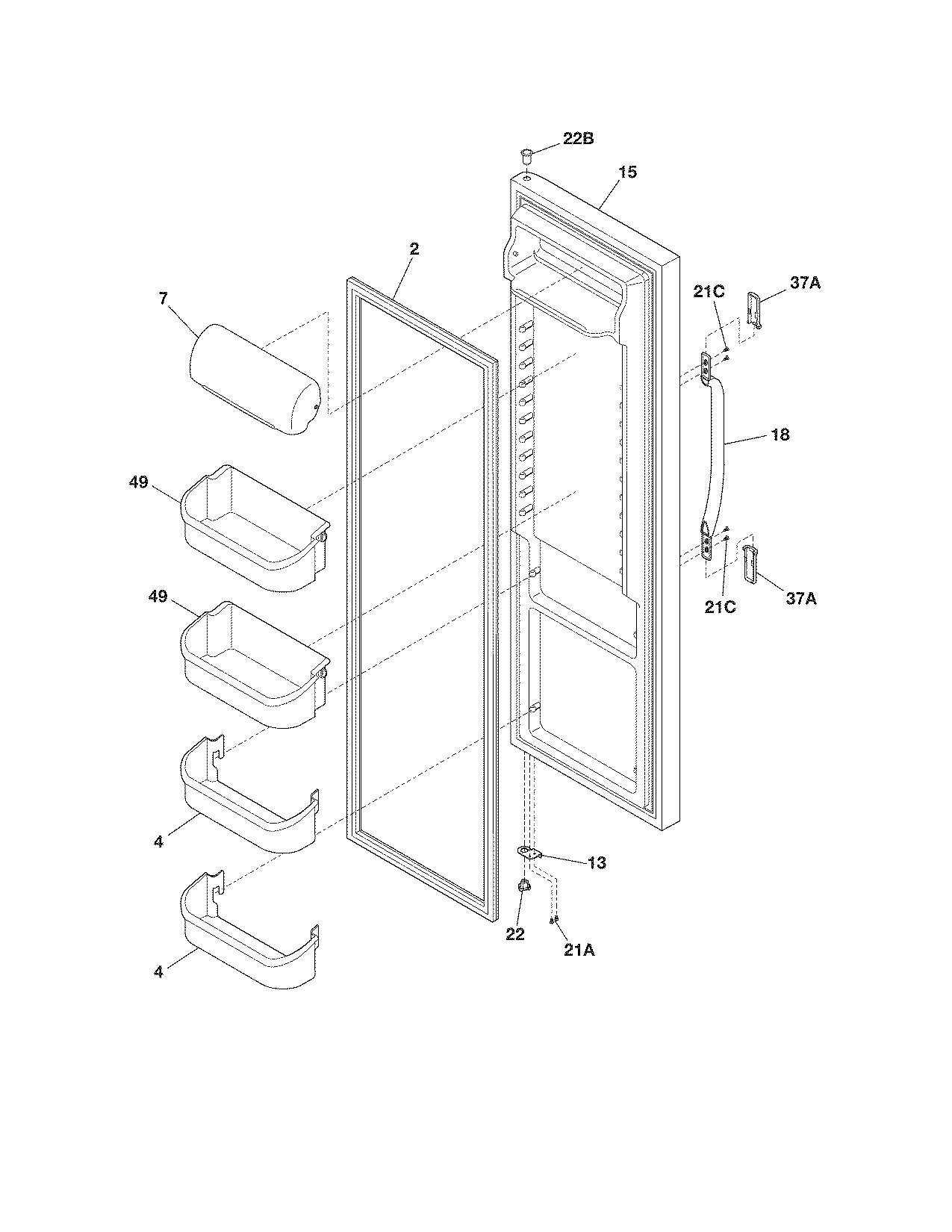 White-Westinghouse WRS3R3EWD refrigerator door diagram