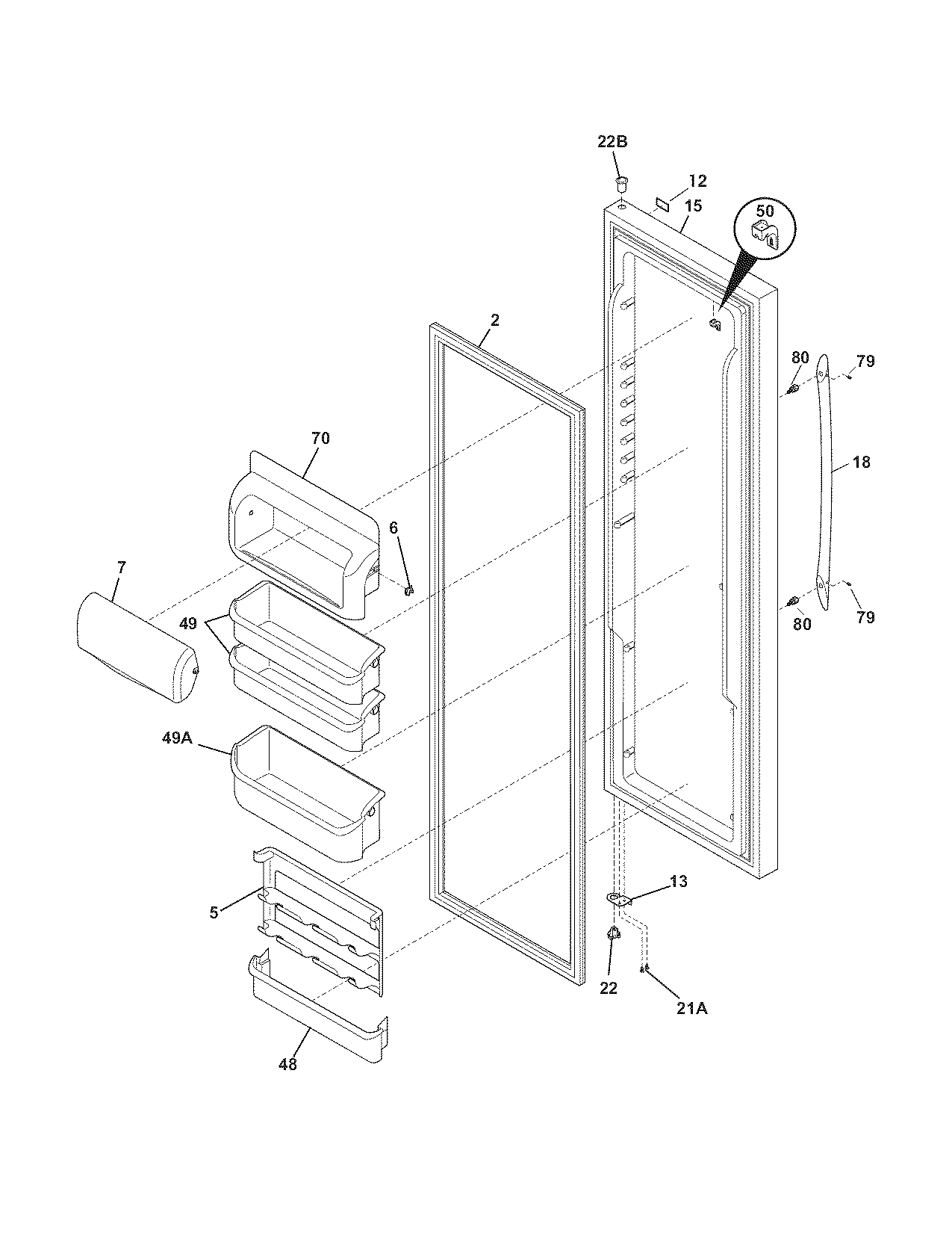 Frigidaire GHSC39EJPW1 refrigerator door diagram
