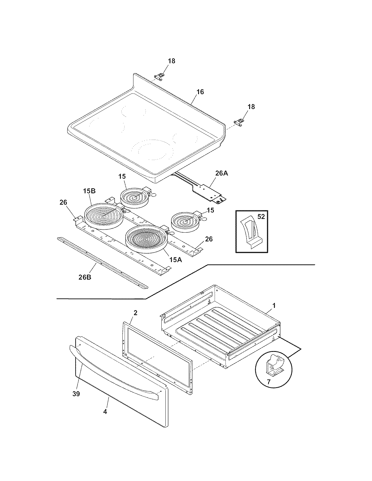 Kenmore 7909611340C top/drwaer diagram