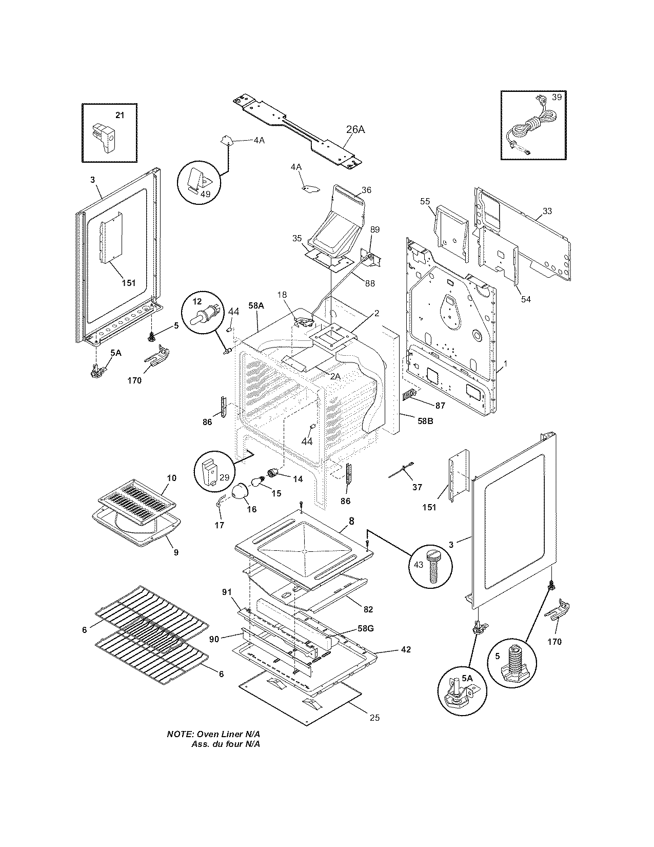 Tappan TGF351ESL body diagram