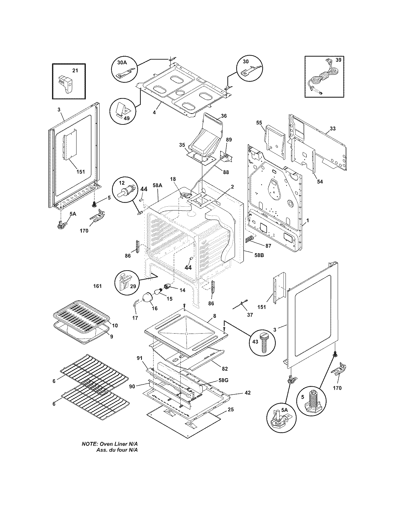 Frigidaire FGFL79GCC body diagram