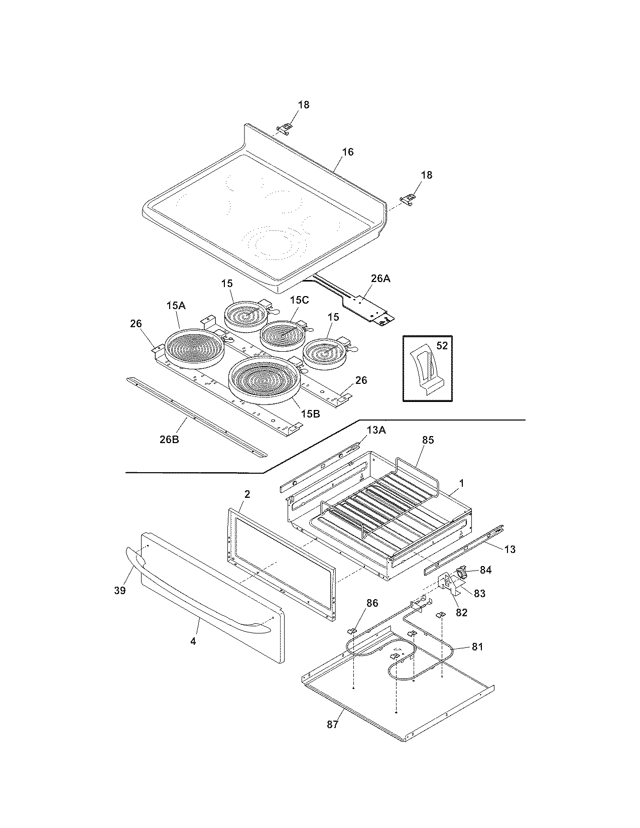 Kenmore 79094463702 top/drwaer diagram