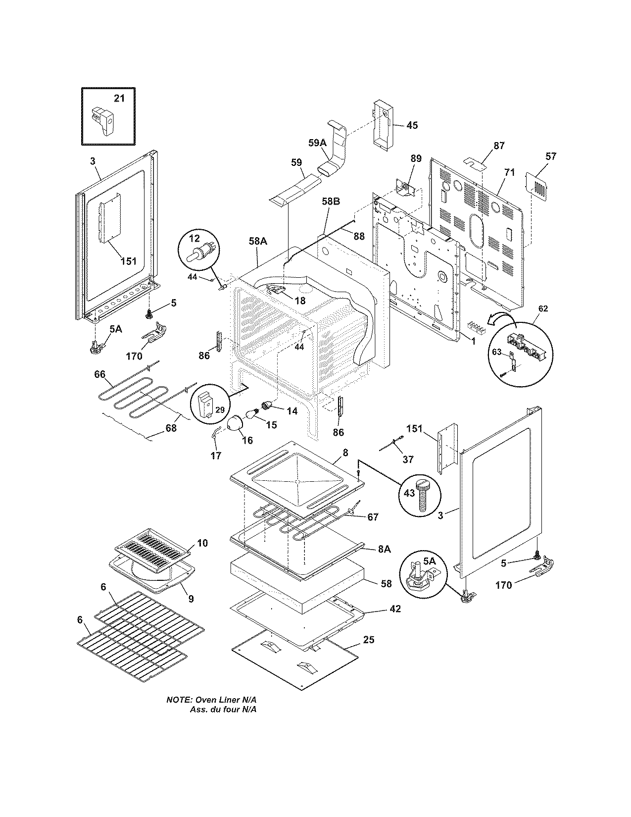 Frigidaire FEFL69HSA body diagram