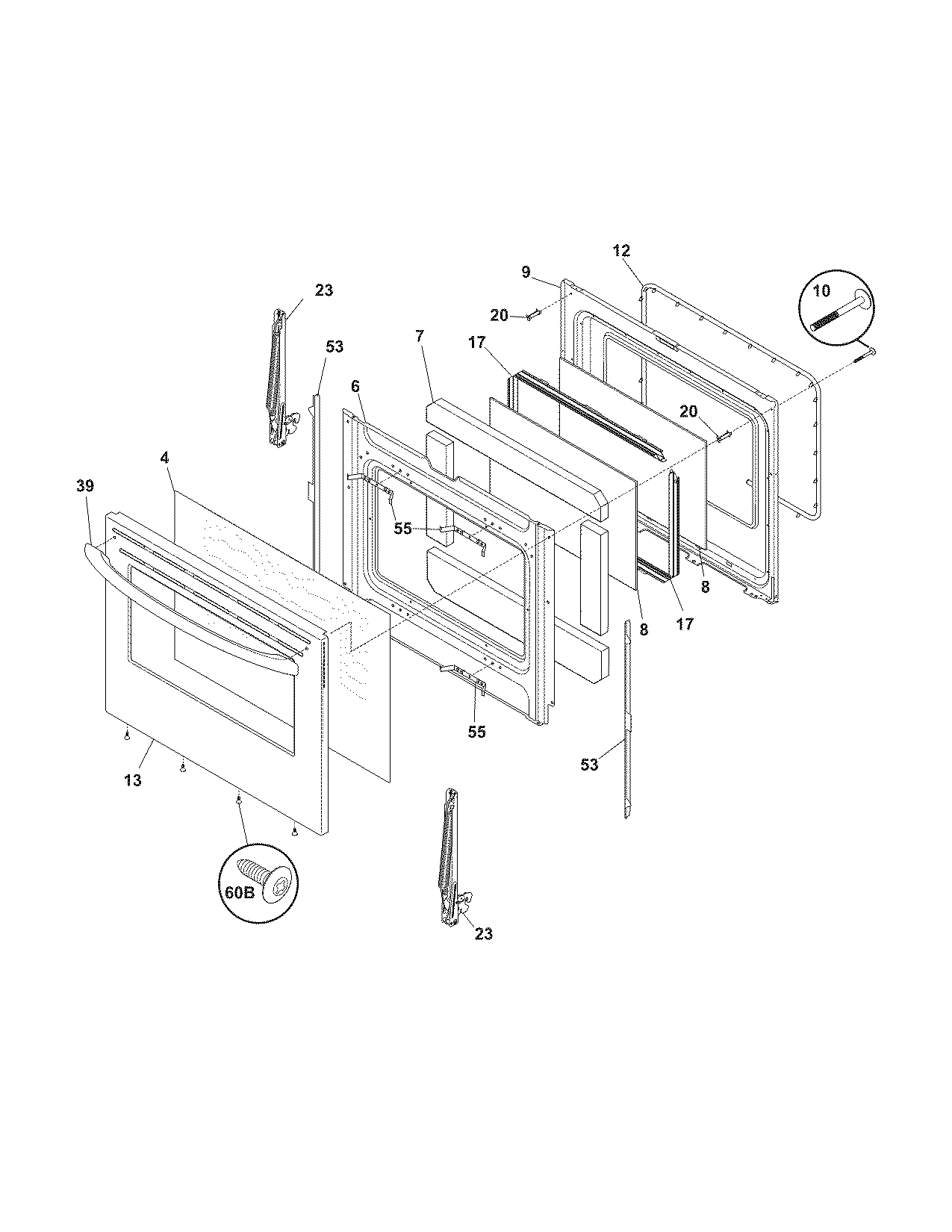 Frigidaire GLEFZ369FCE door diagram