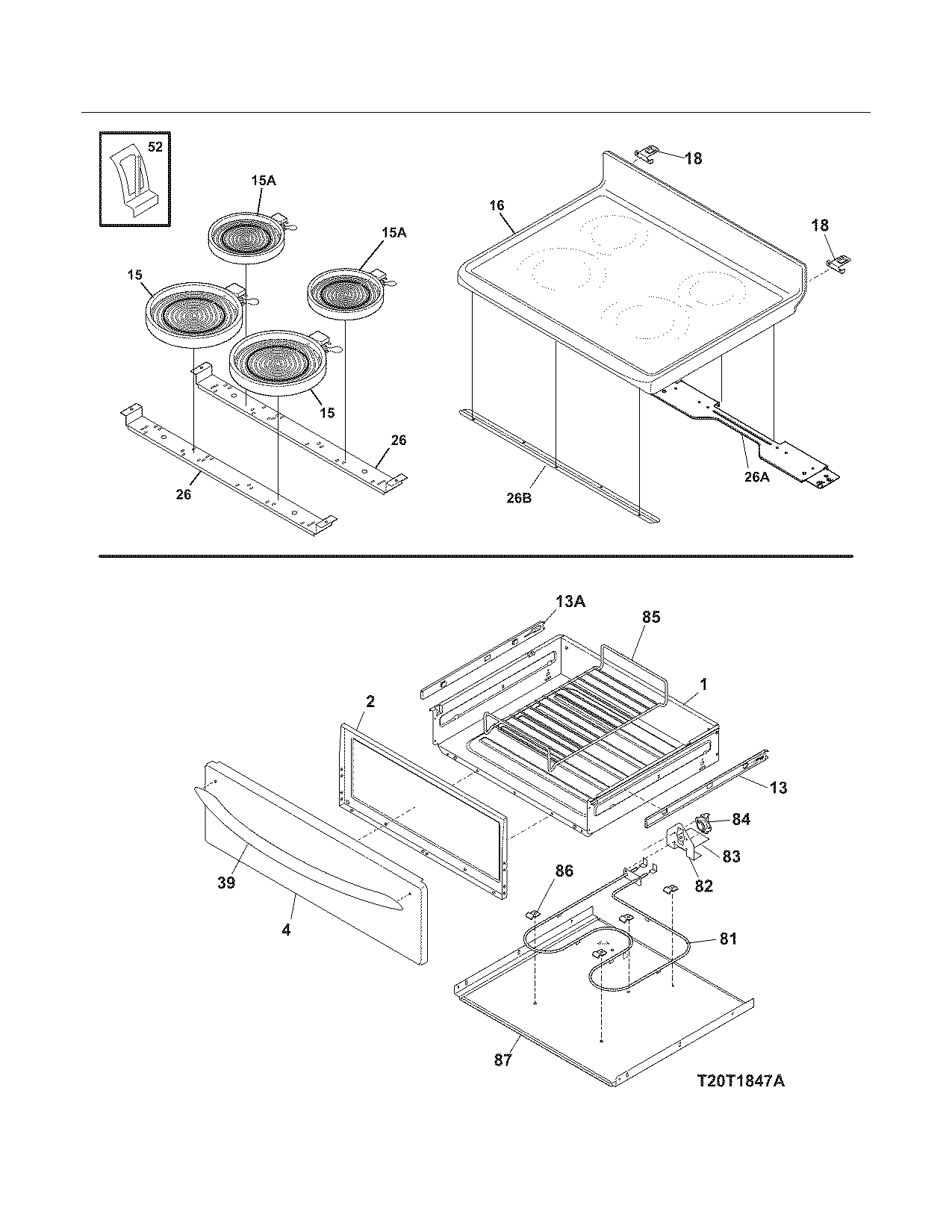 Frigidaire CPLEFZ98GCC top/drawer diagram