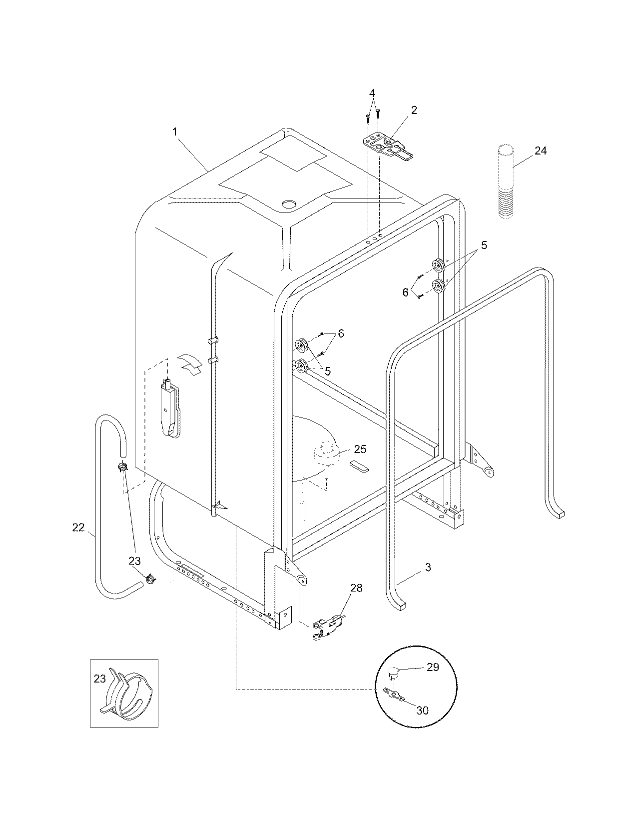 Frigidaire FDB1502RGC1 tub diagram