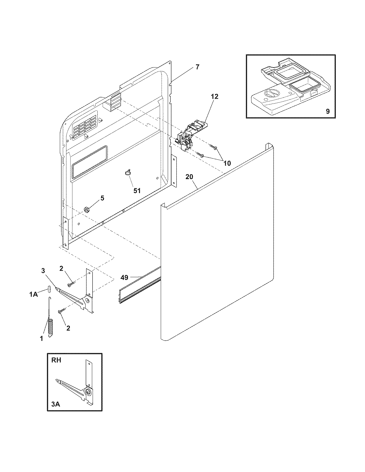 Frigidaire FDB1502RGS2 door diagram