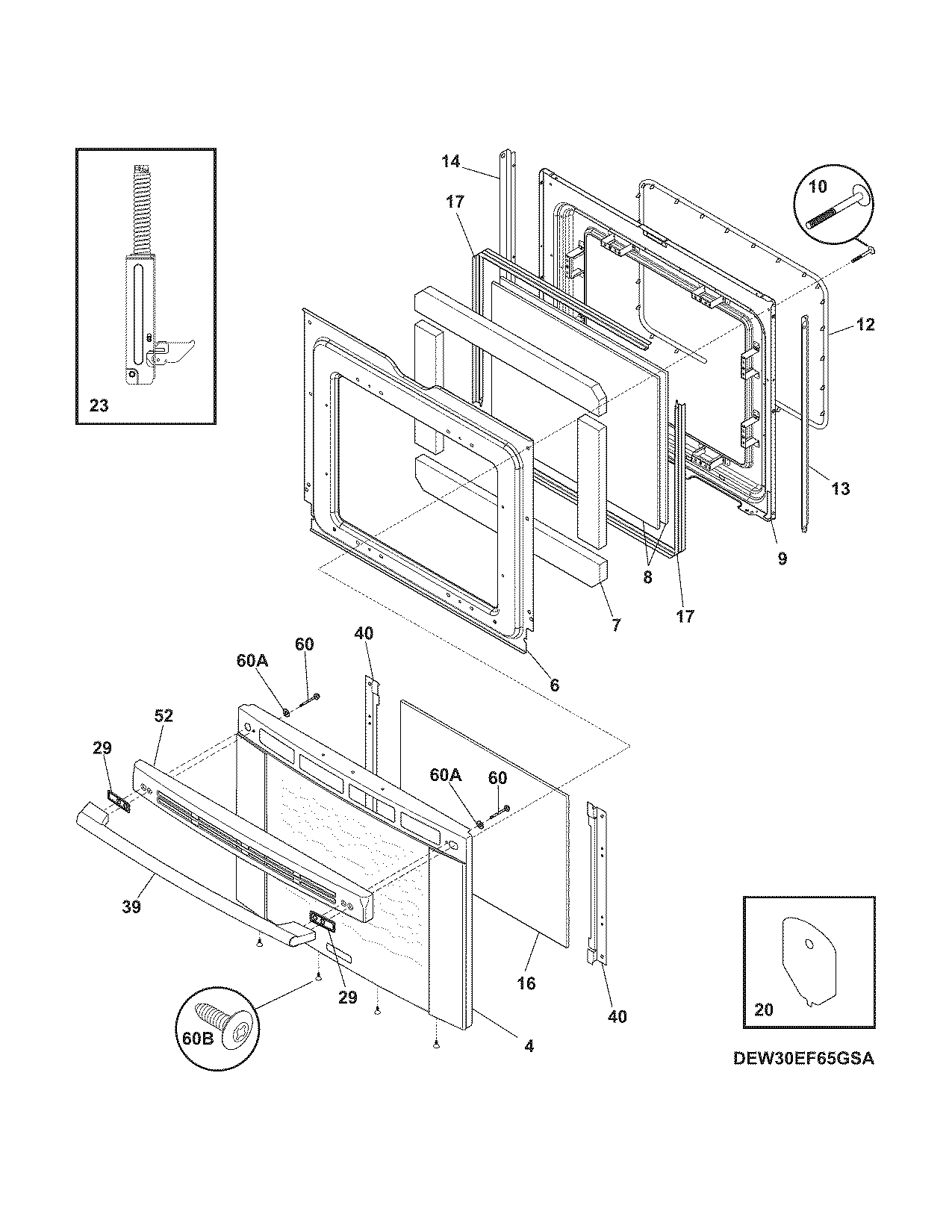 Electrolux CEW30EF6GSC door diagram