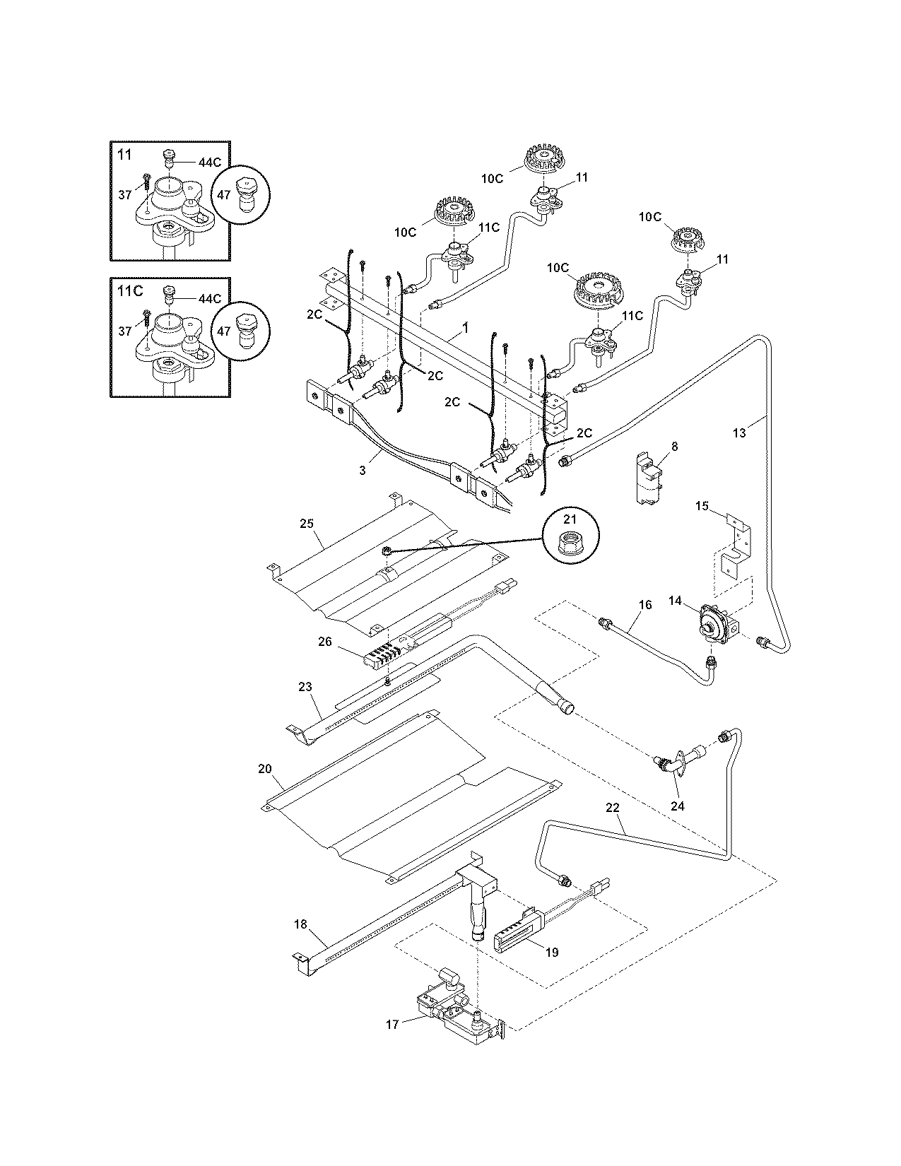 Kenmore 79078542702 burner diagram