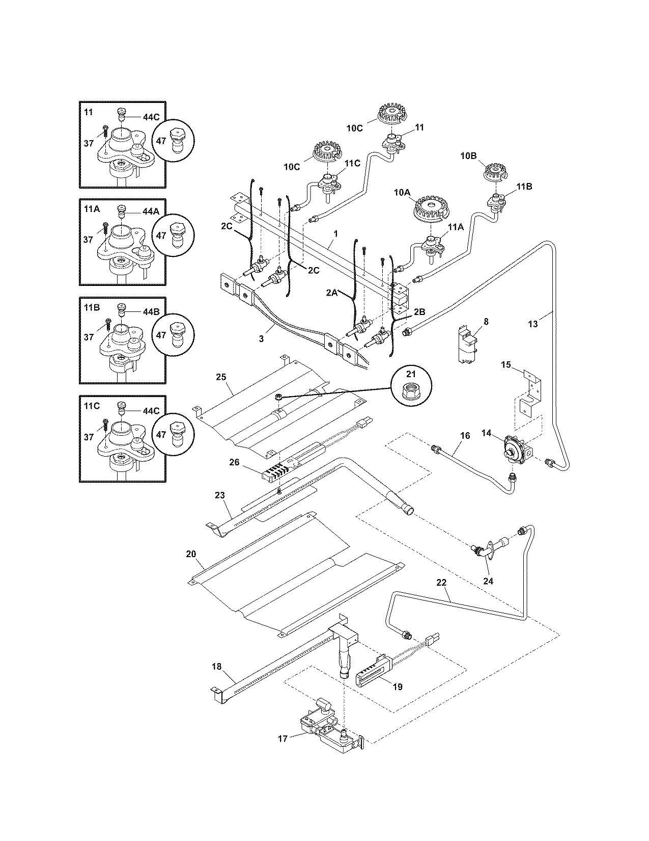Kenmore 79071342702 burner diagram