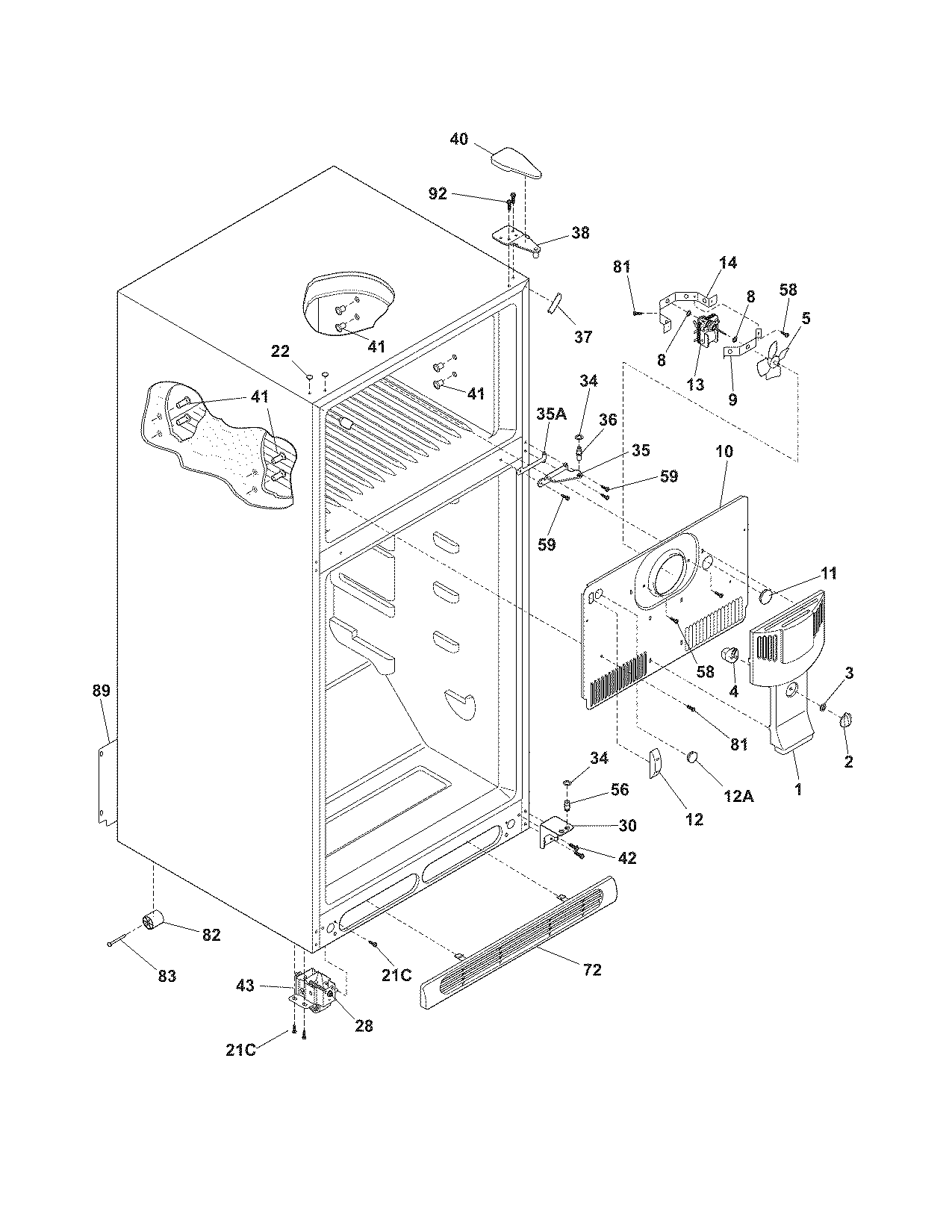 White-Westinghouse WRT21MG3AQK cabinet diagram