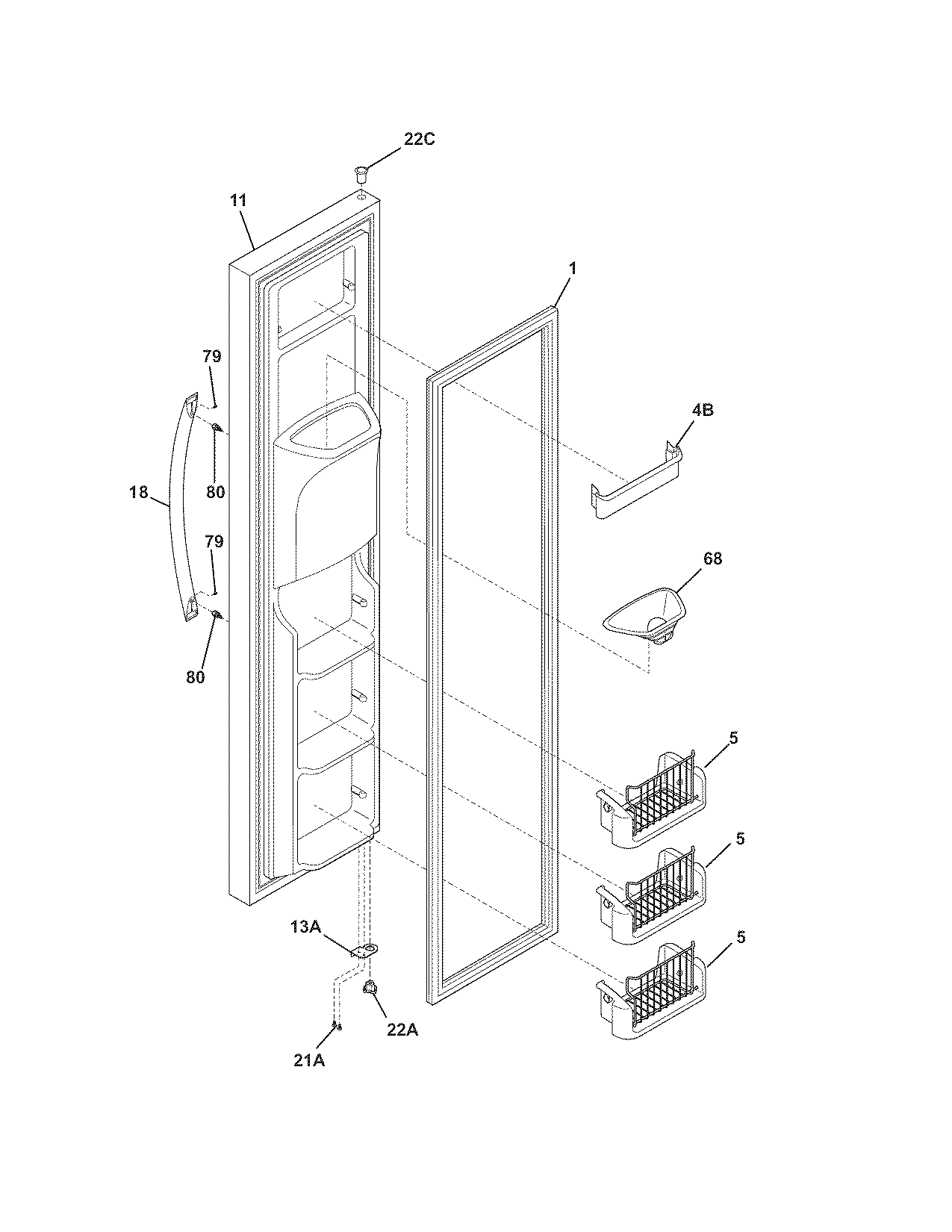 Electrolux E23CS75DSSG freezer door diagram