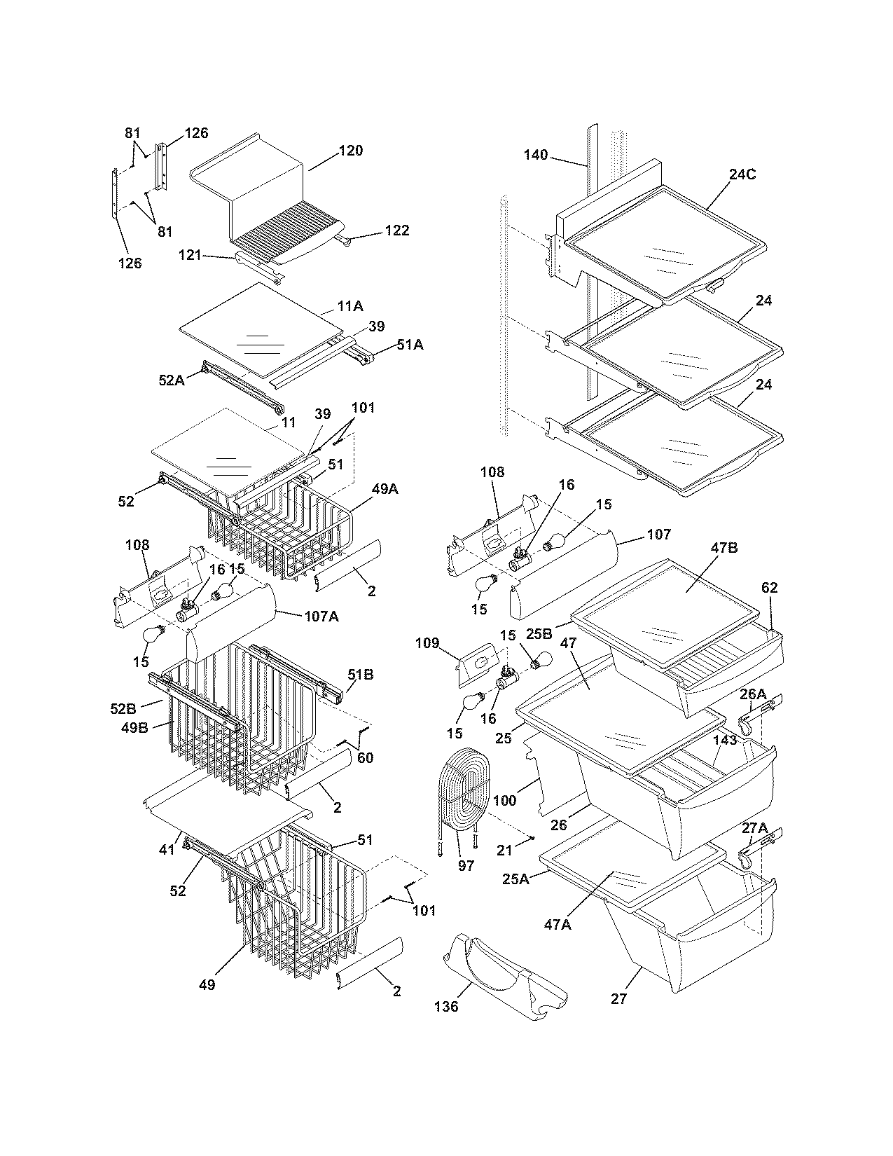 Electrolux E23CS75DSSG shelves diagram