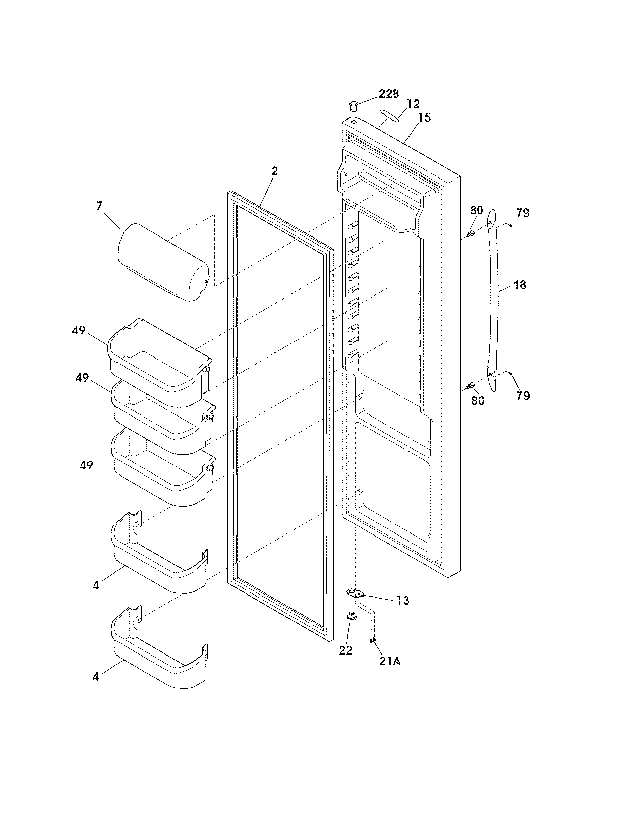 Frigidaire PHS39EJSS1 refrigerator door diagram