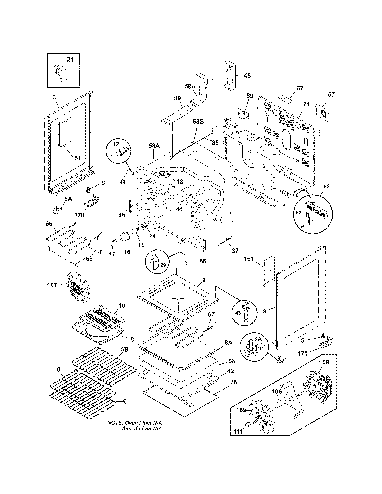 Frigidaire FEFBZ90GCD body diagram