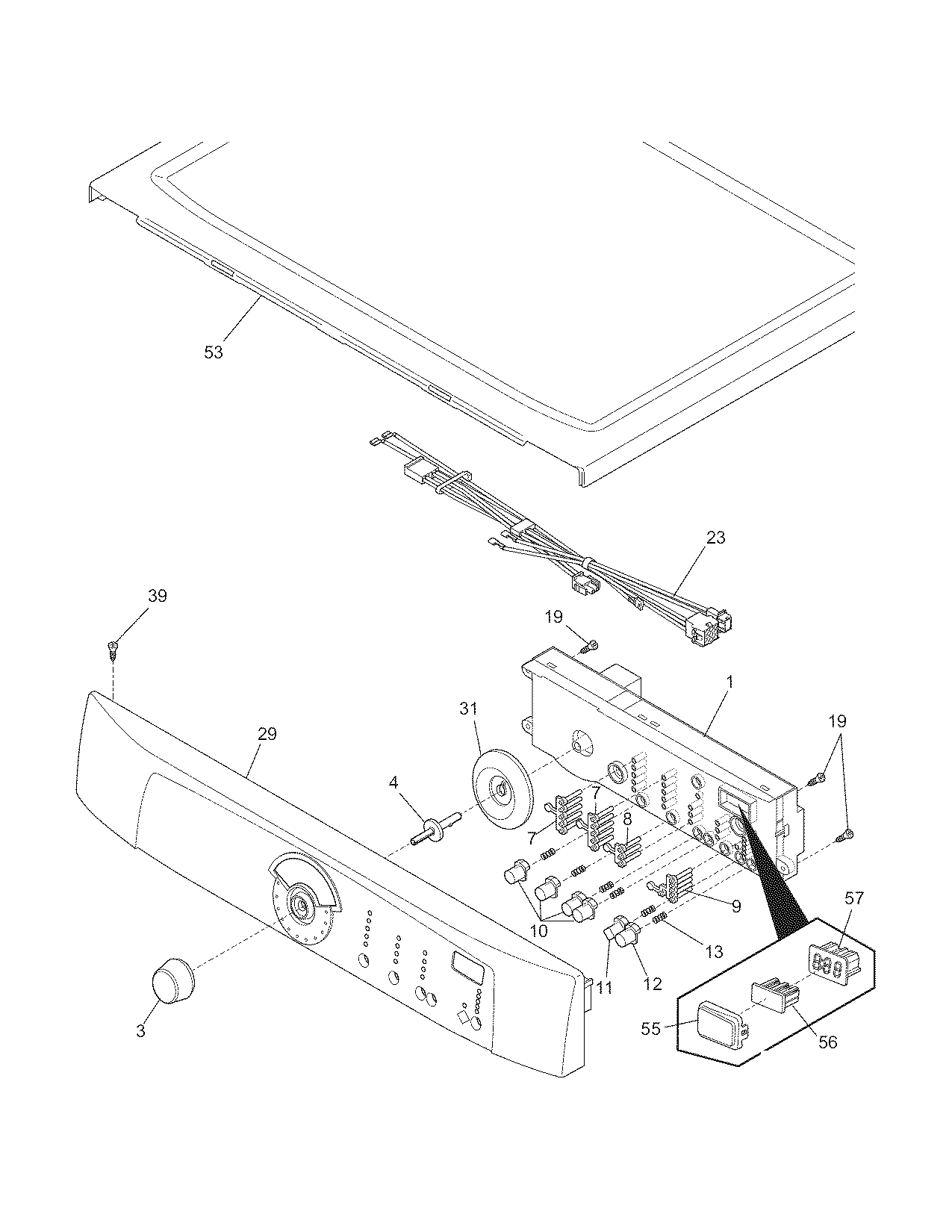 White-Westinghouse SGQ2152HS0 controls/top panel diagram