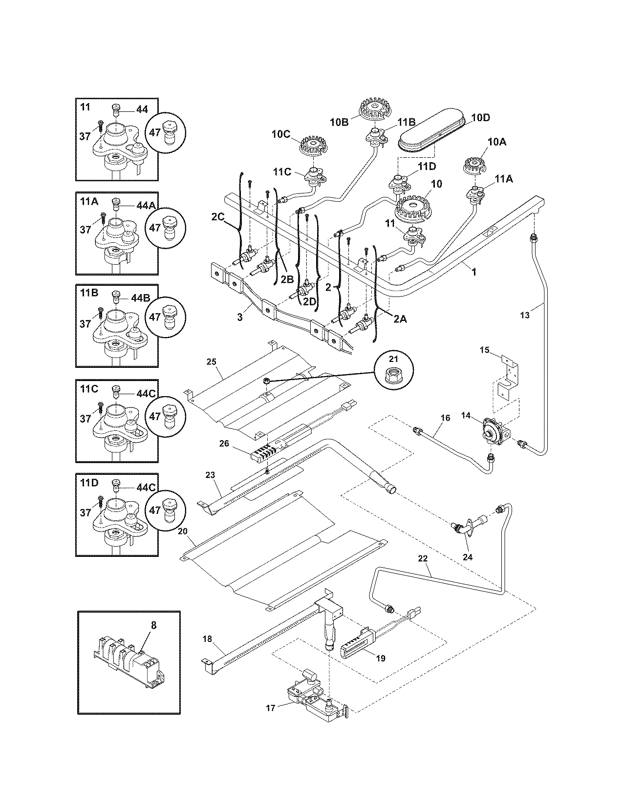 Kenmore 79071473702 burner diagram