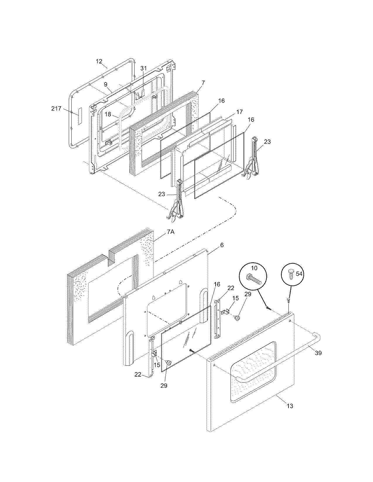 Kenmore Elite 79099613700 oven door diagram