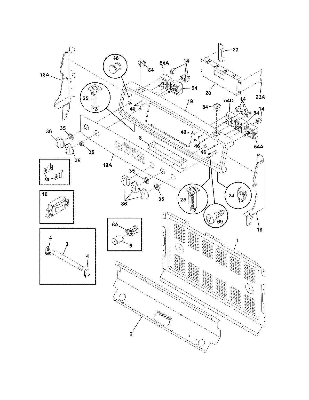 Frigidaire PGLEF385EB6 backguard diagram