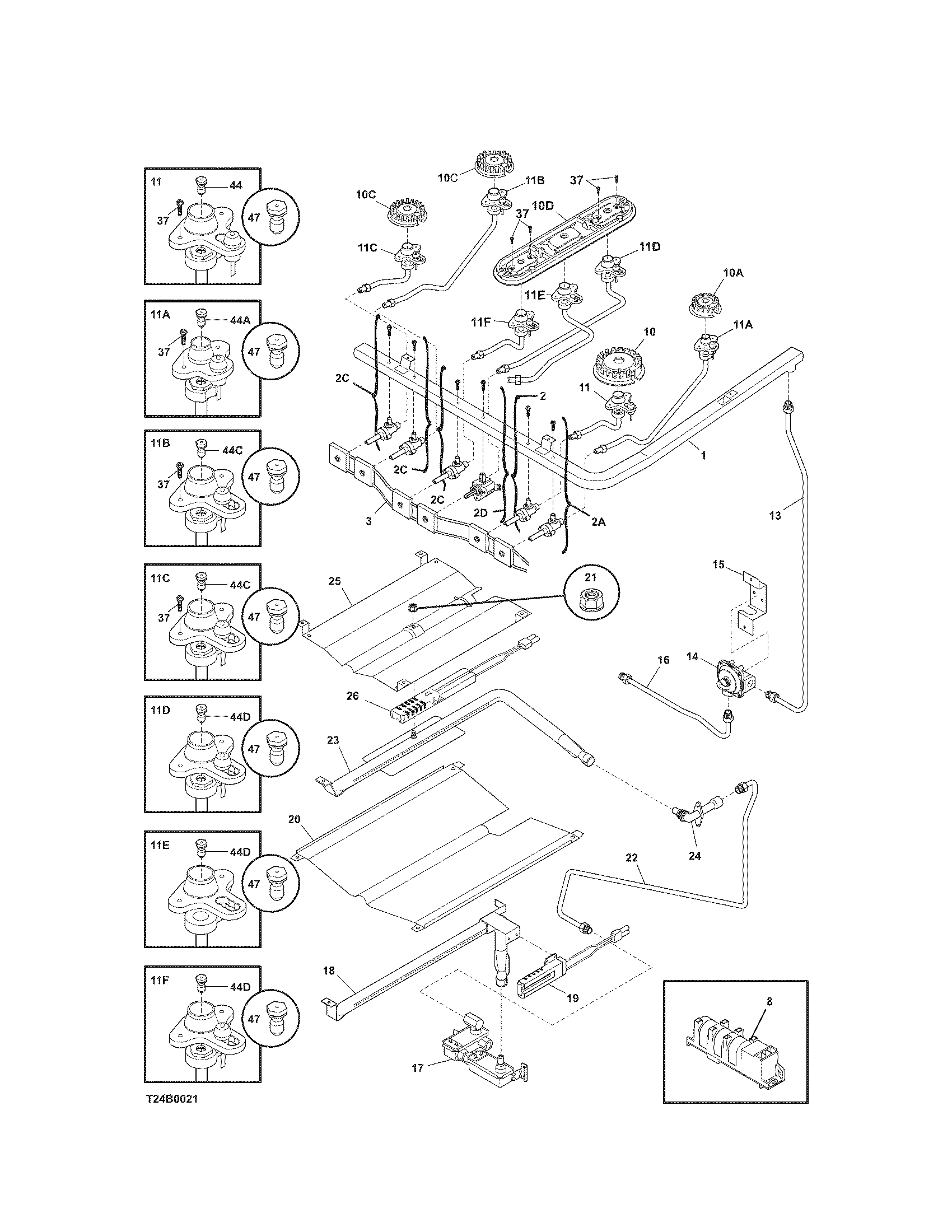 Kenmore 79078853605 burner diagram