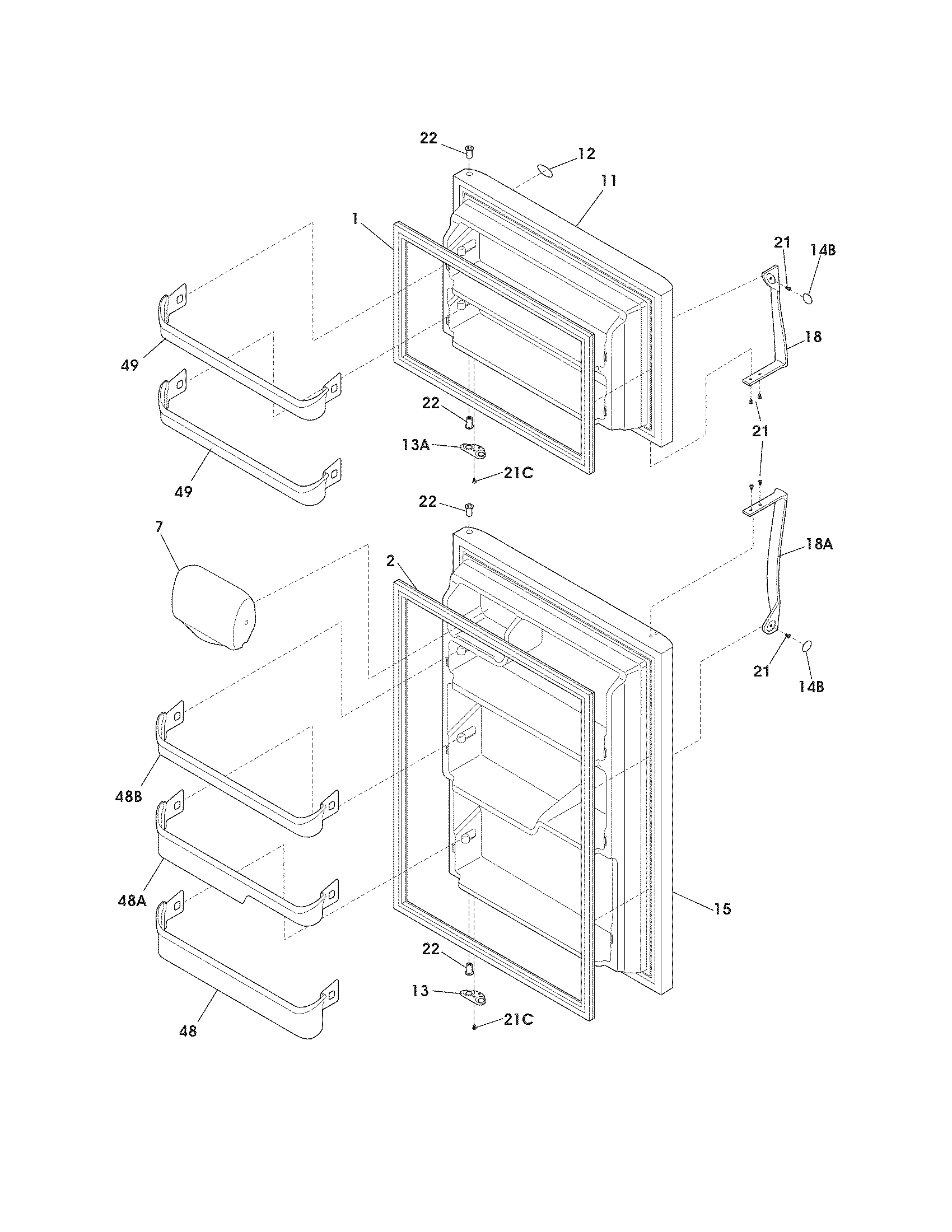 Frigidaire FRT18S6JK2 door diagram