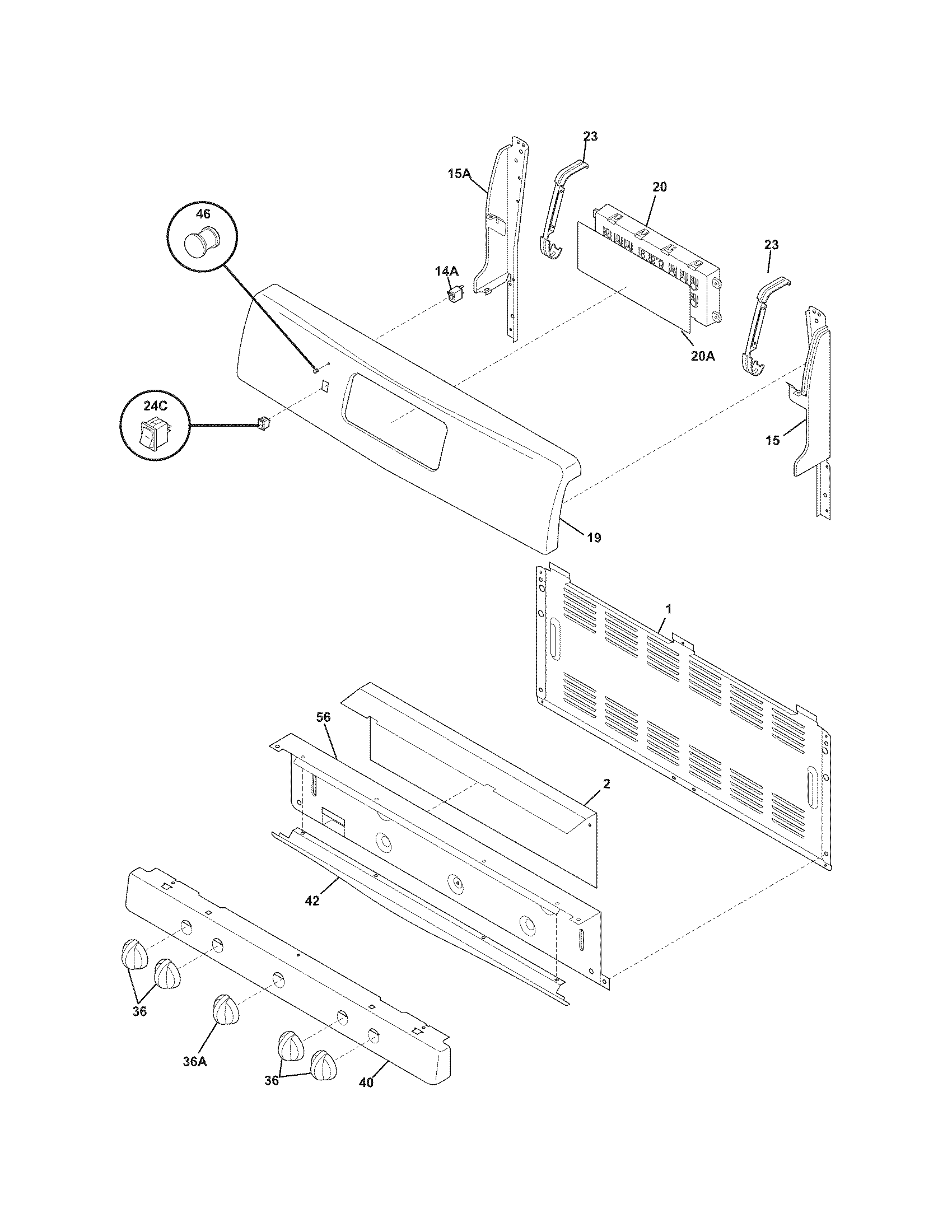 Frigidaire GLGF386DQJ backguard diagram