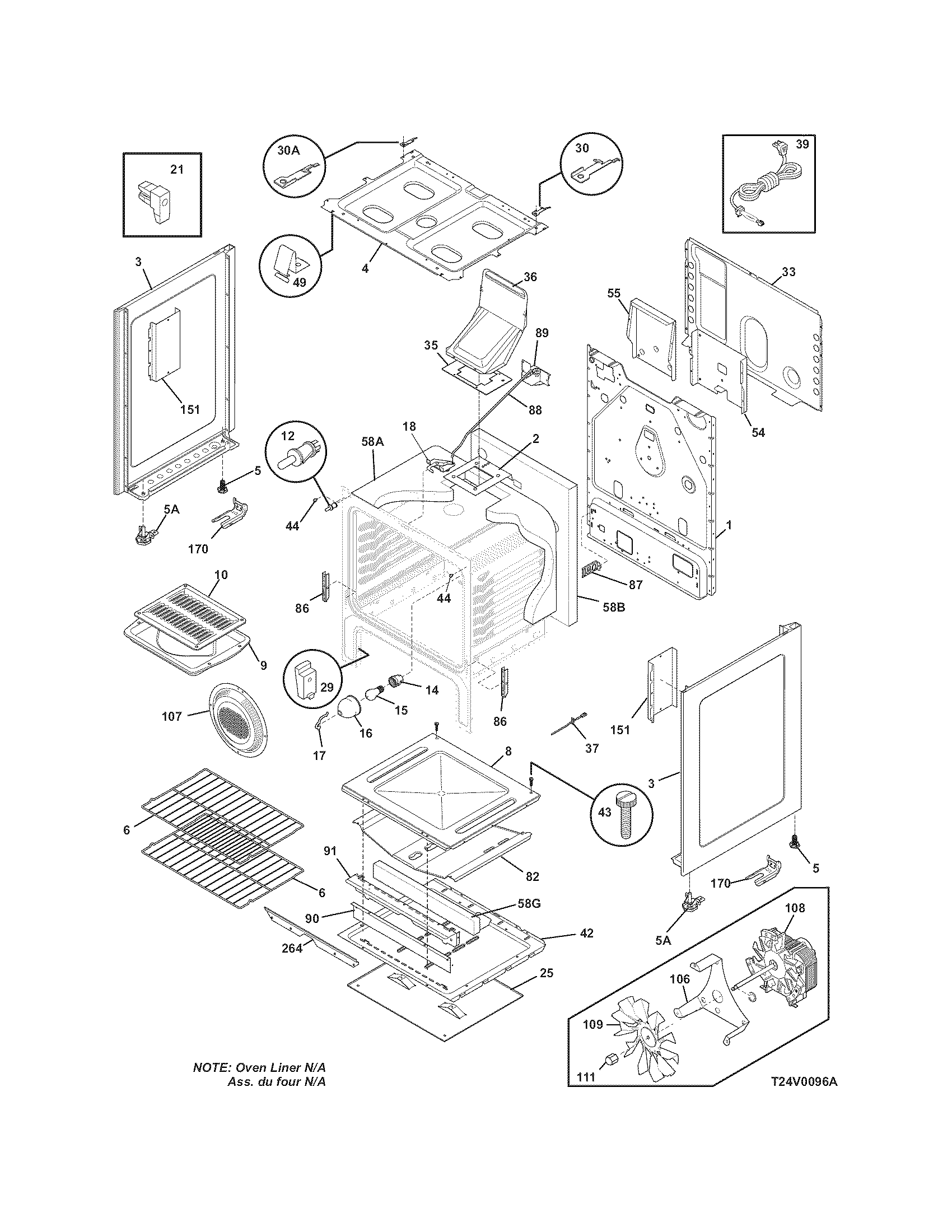 Frigidaire GLGF386DQJ body diagram