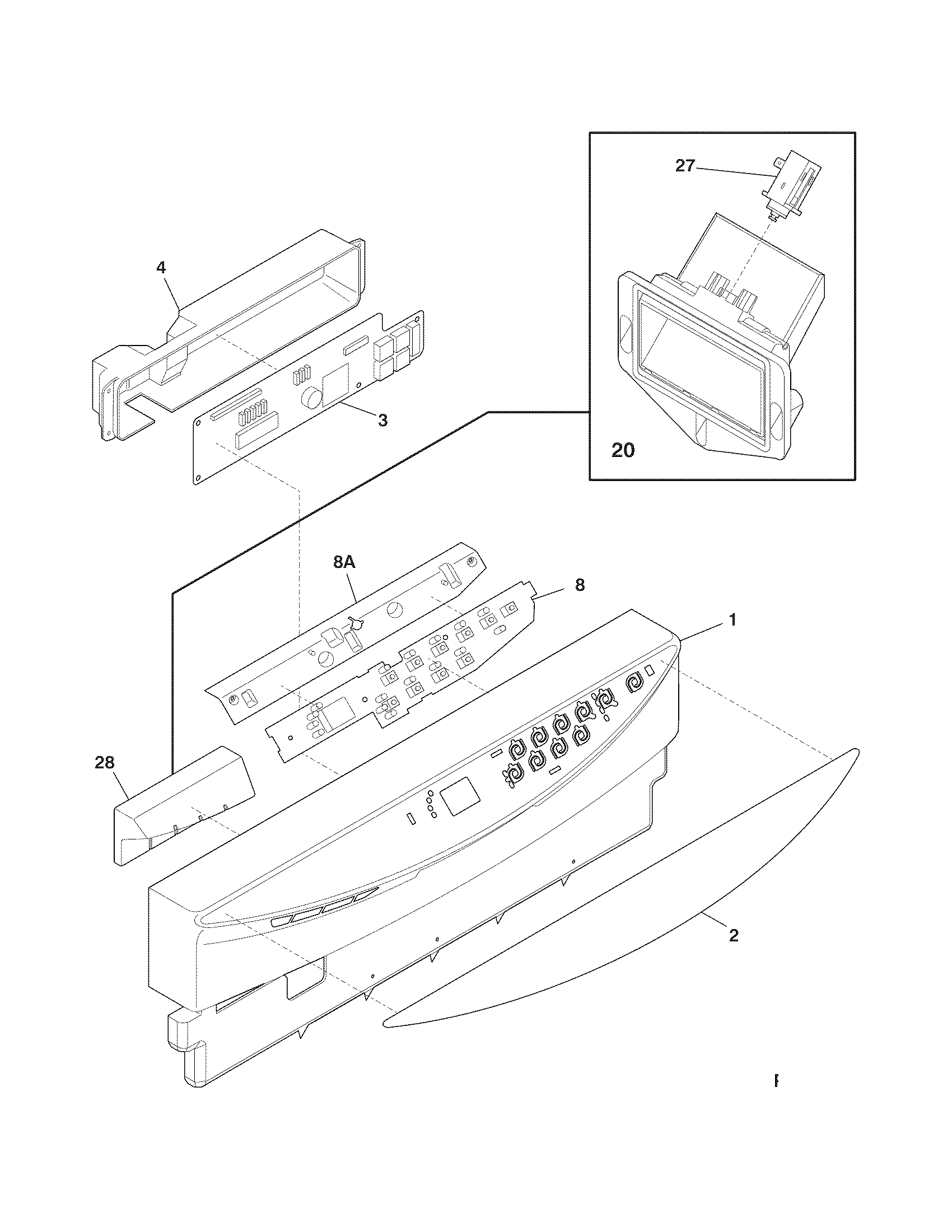Frigidaire GLD2445RFS2 control panel diagram