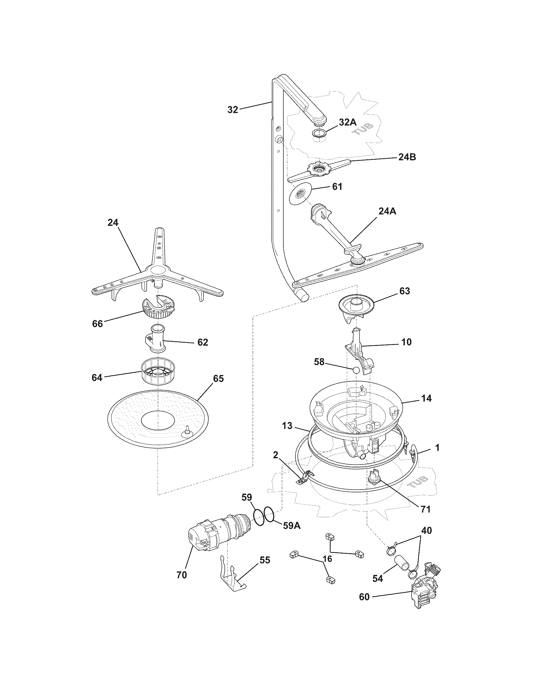 Frigidaire GLD2445RFS2 motor & pump diagram