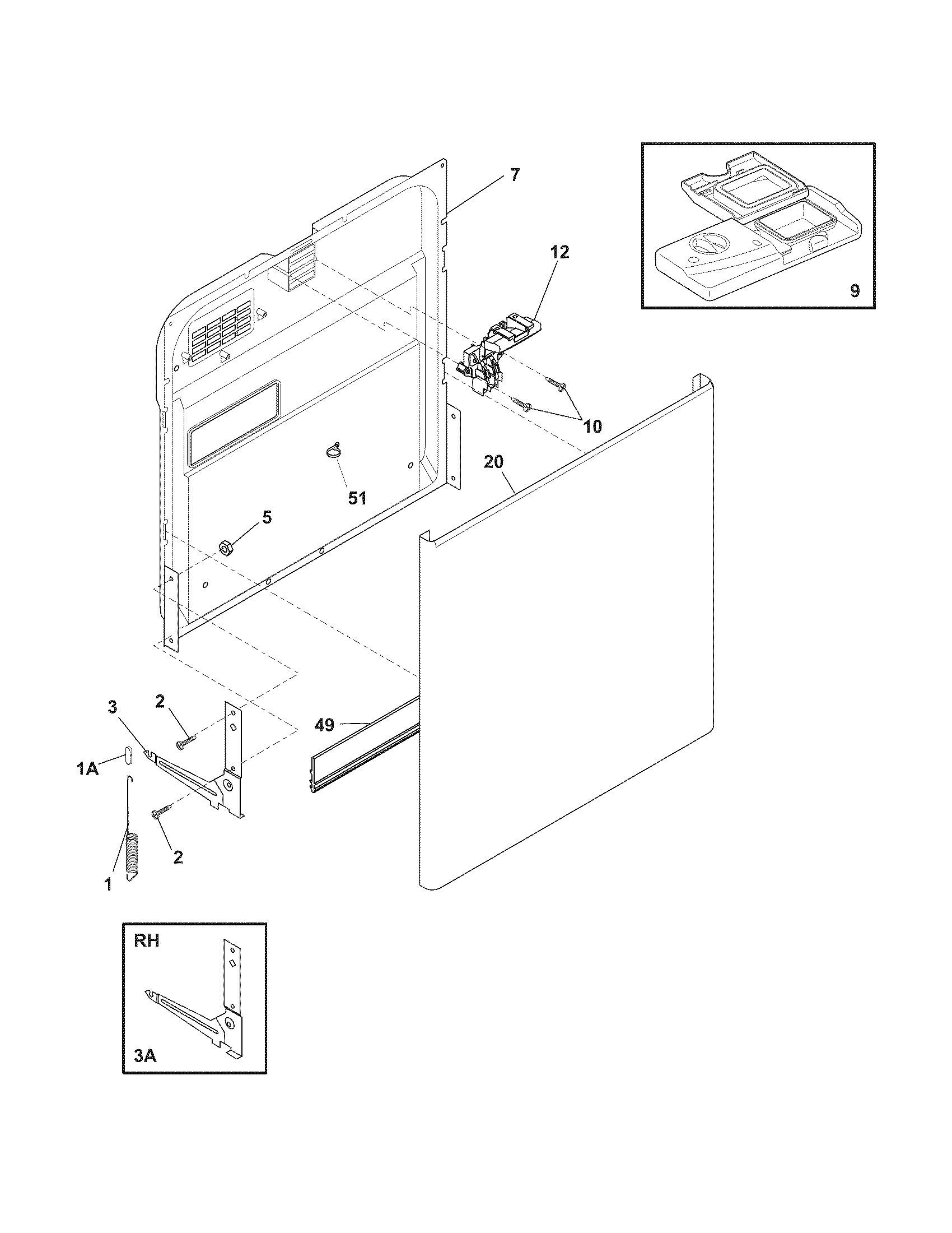 Frigidaire GLD2250RDC6 door diagram