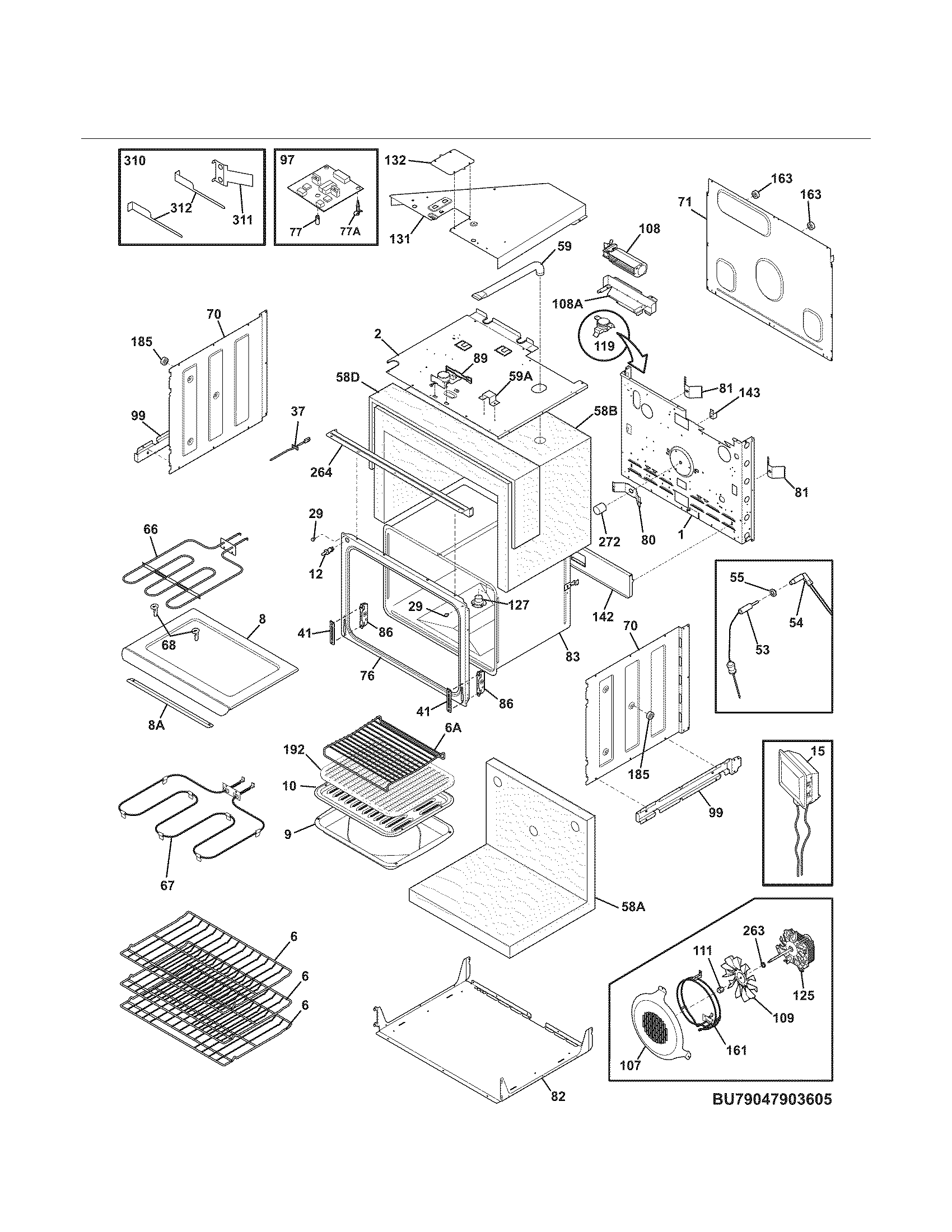 Kenmore Elite 79047903605 upper oven diagram