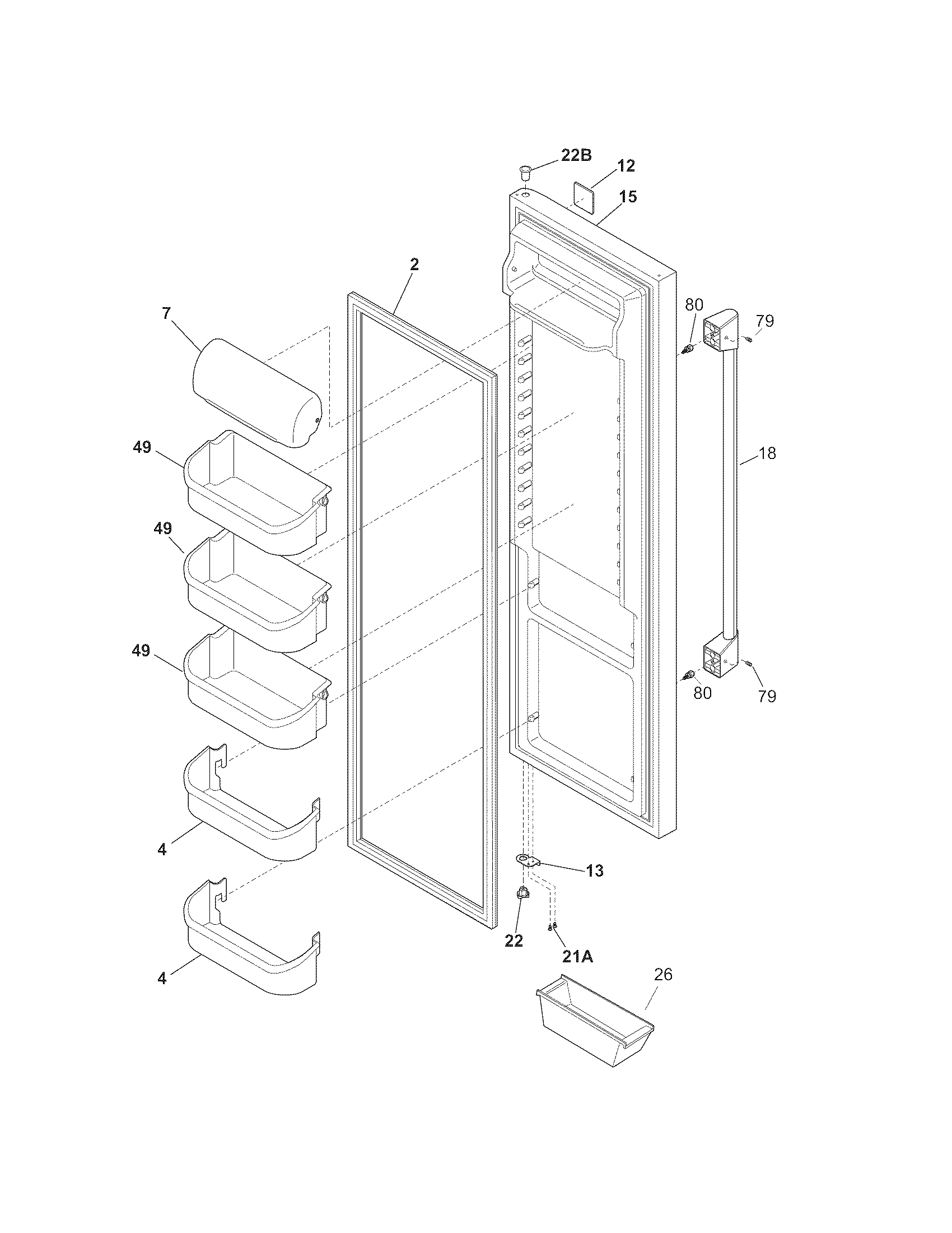 Kenmore Pro 25355333606 refrigerator door diagram