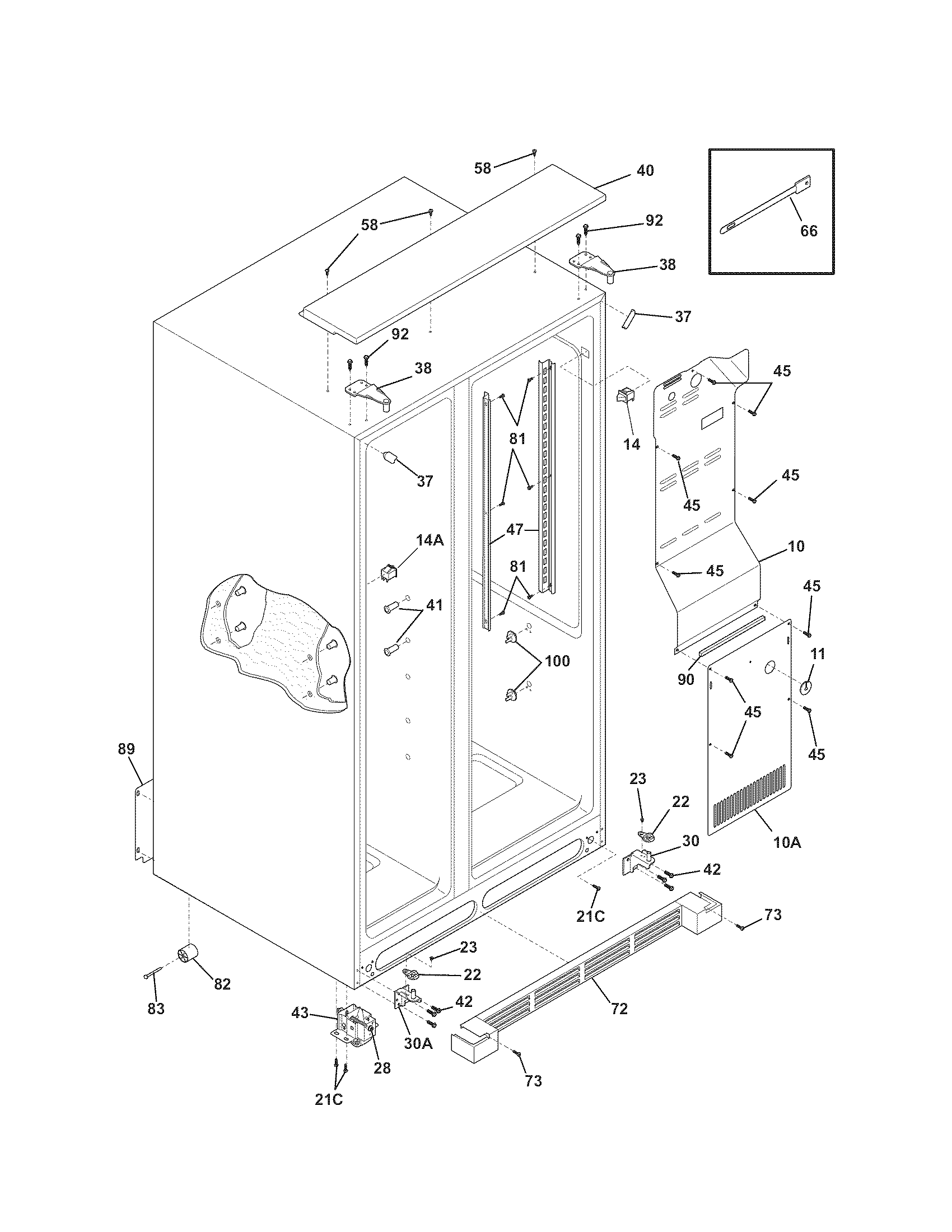 Kenmore Pro 25355333606 cabinet diagram